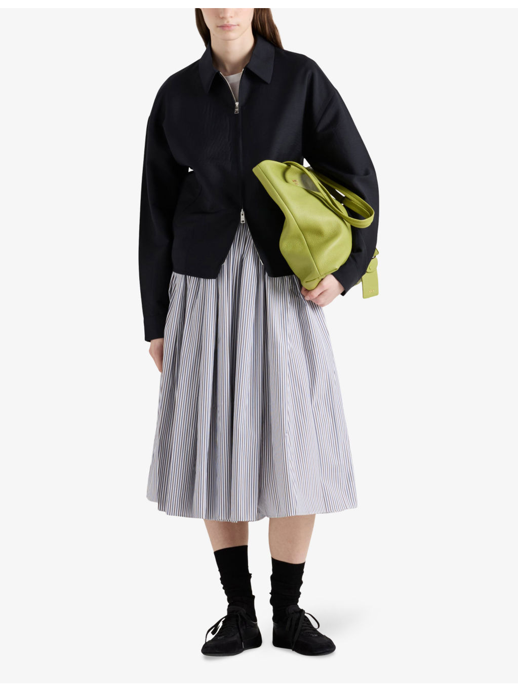Striped Cotton Poplin Midi Skirt - 2