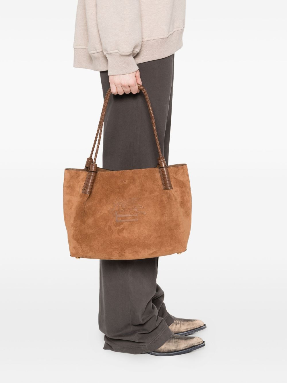 Libra braided-handle suede tote bag - 2