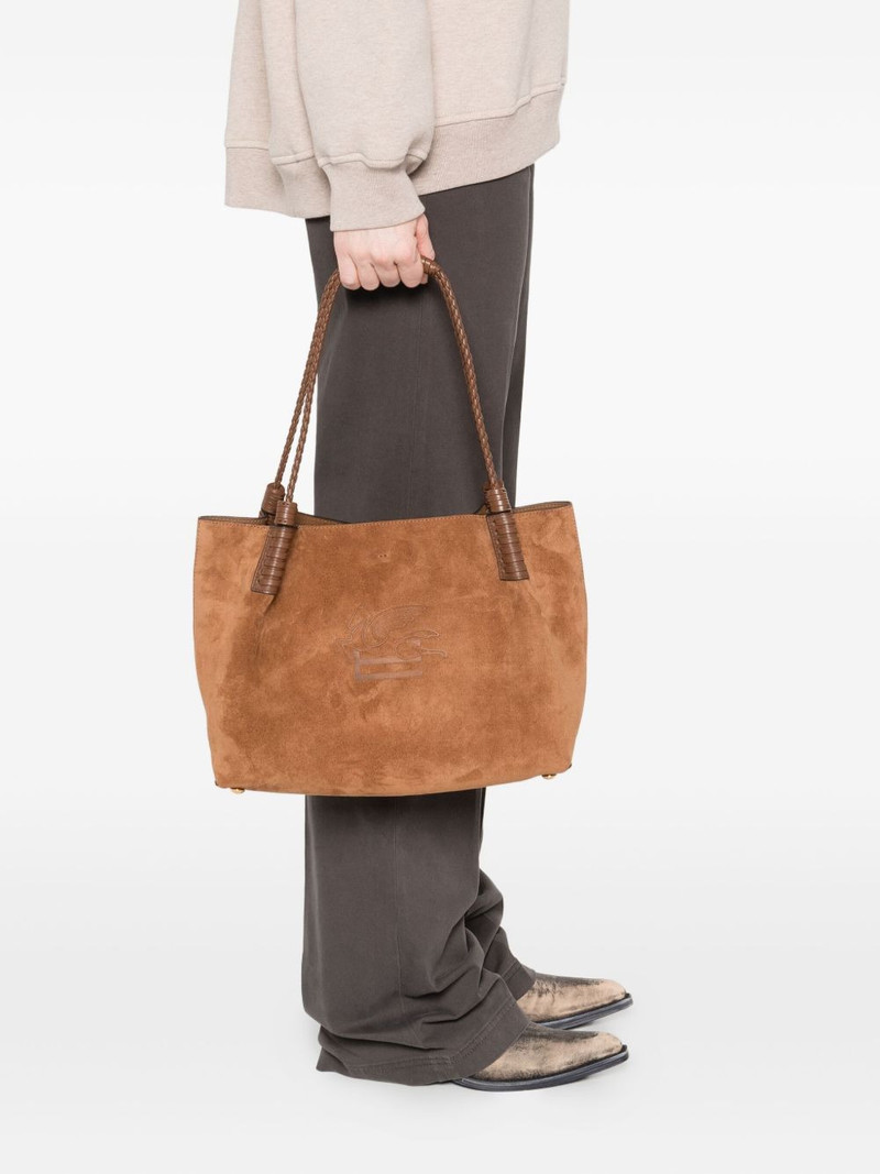 Etro Libra braided-handle suede tote bag outlook