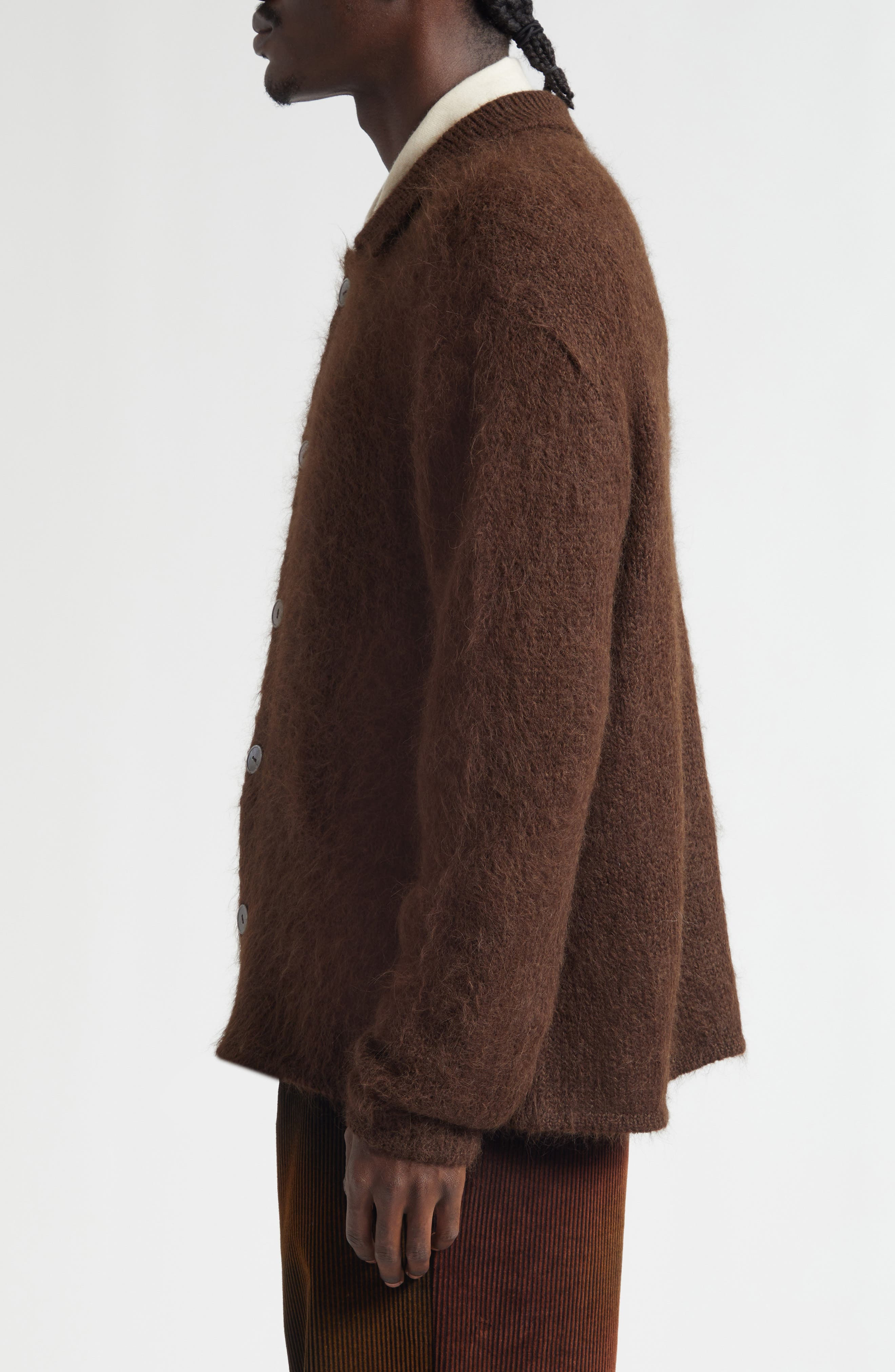 The Elder Statesman Thistle Alpaca Blend Cardigan in Wenge at Nordstrom - 4