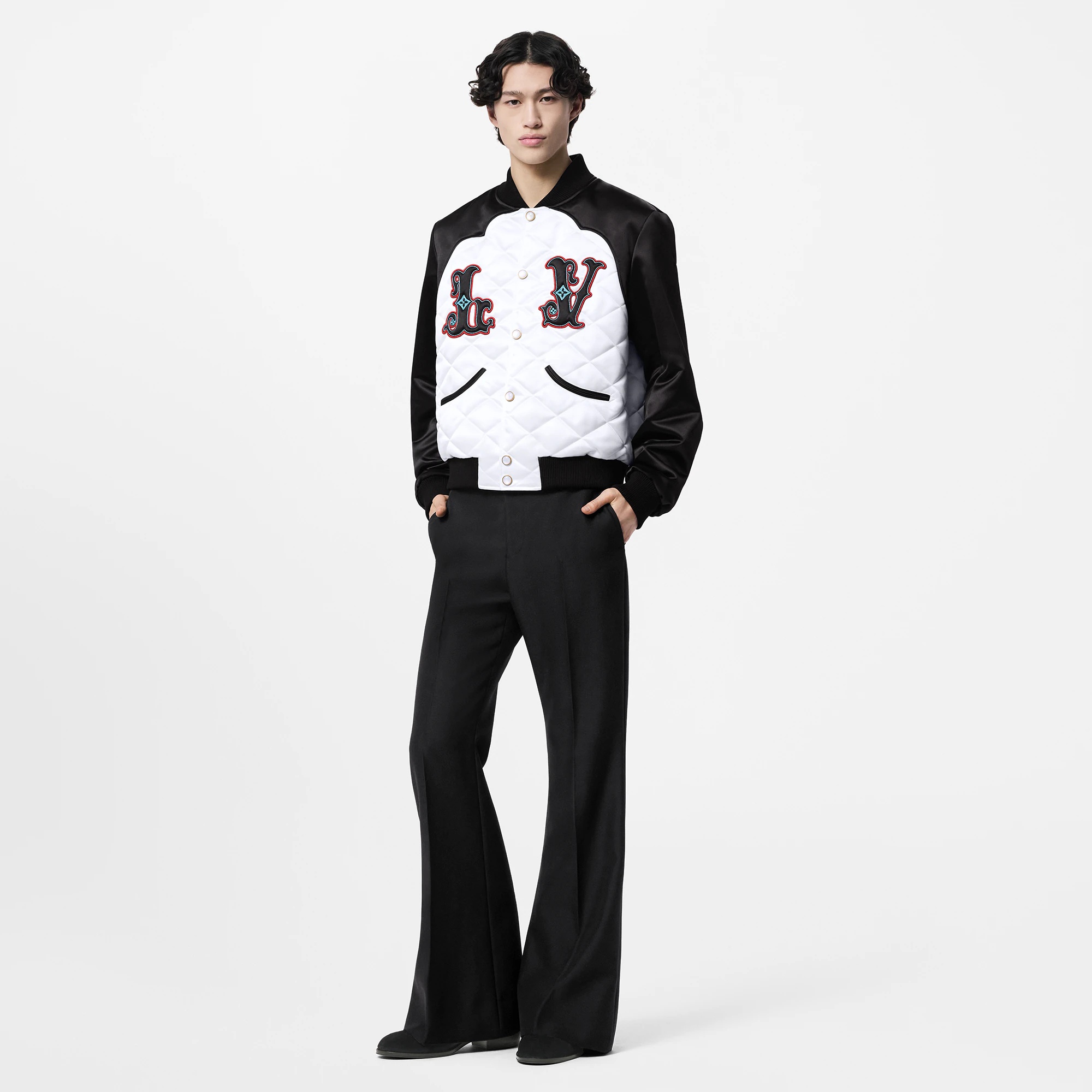 Bicolor Satin Bomber Jacket - 4