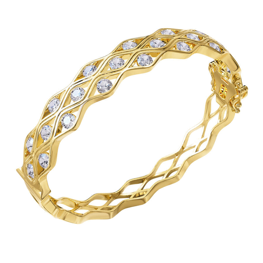 Diamond2Deal - Diamond2Deal 14k Yellow Gold 4.50 Carat Round Lab Grown Diamond Bangle Bracelet 7" VVS-VS, E-F - 1