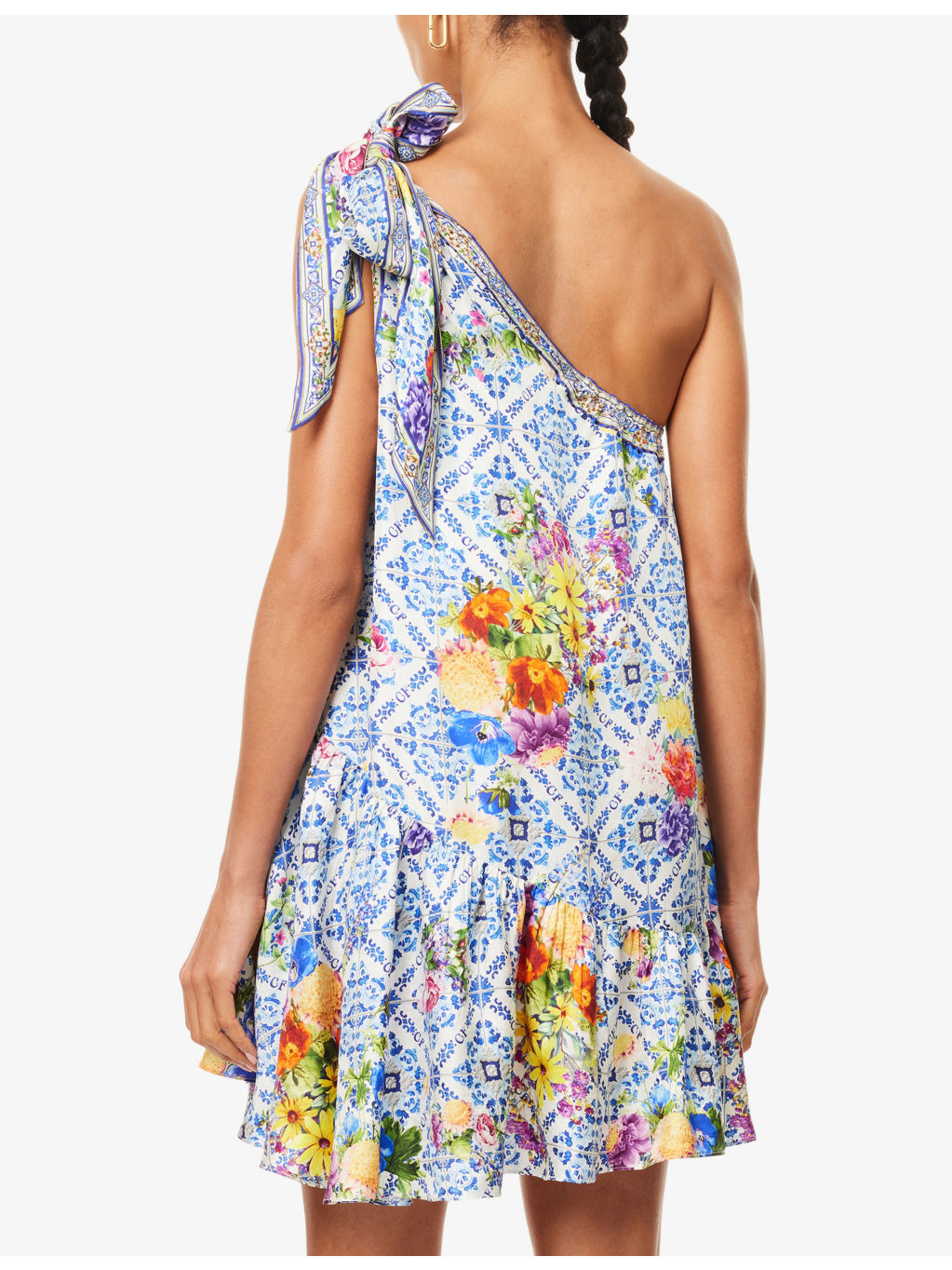 Tie One-Shoulder Silk Mini Dress - 4
