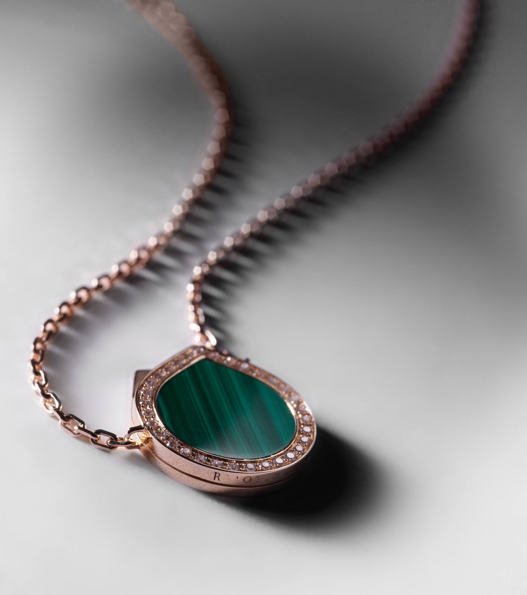 Antifer 18kt rose gold pendant necklace with malachite and diamonds - 5