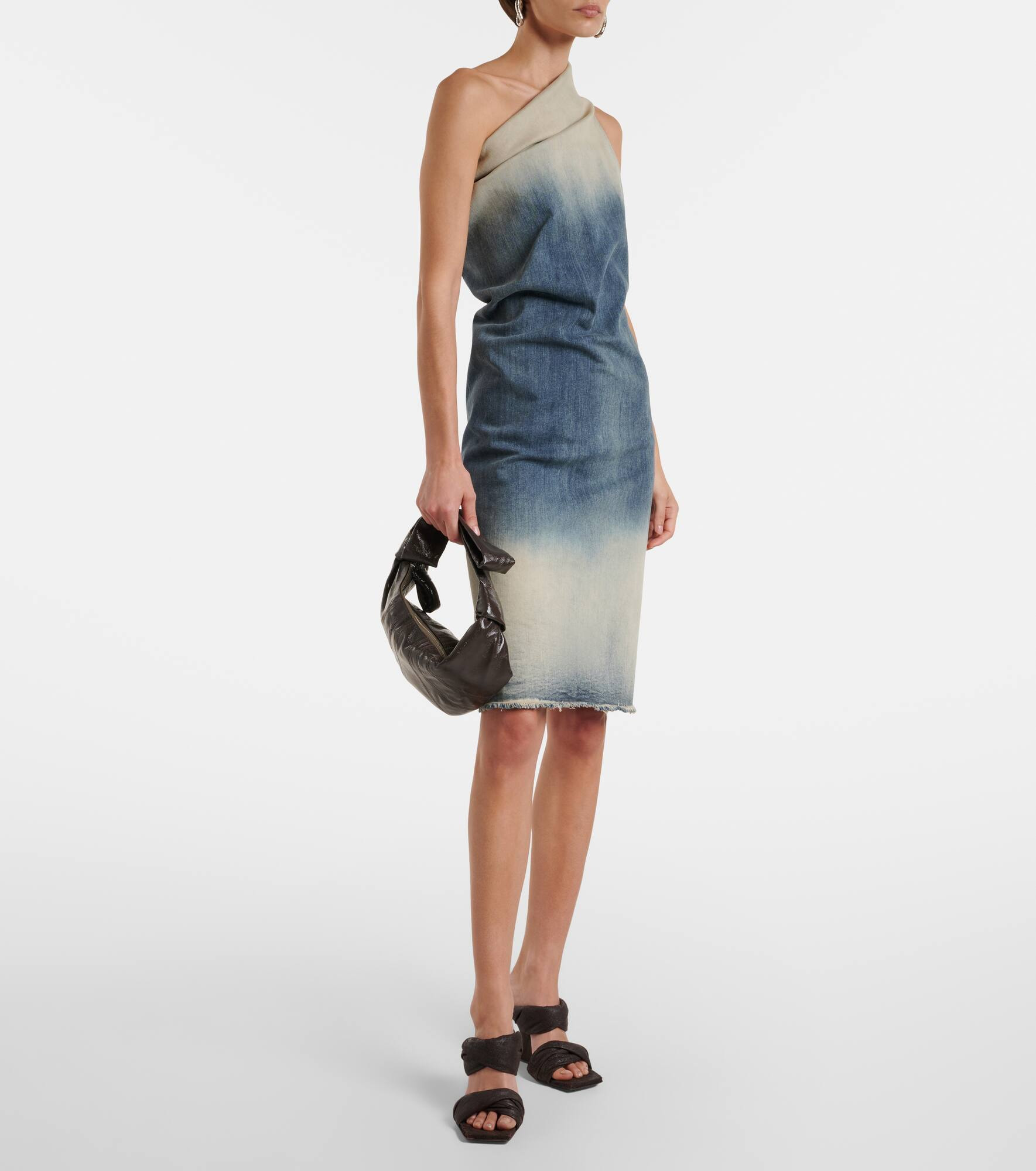 Athena one-shoulder denim midi dress - 2