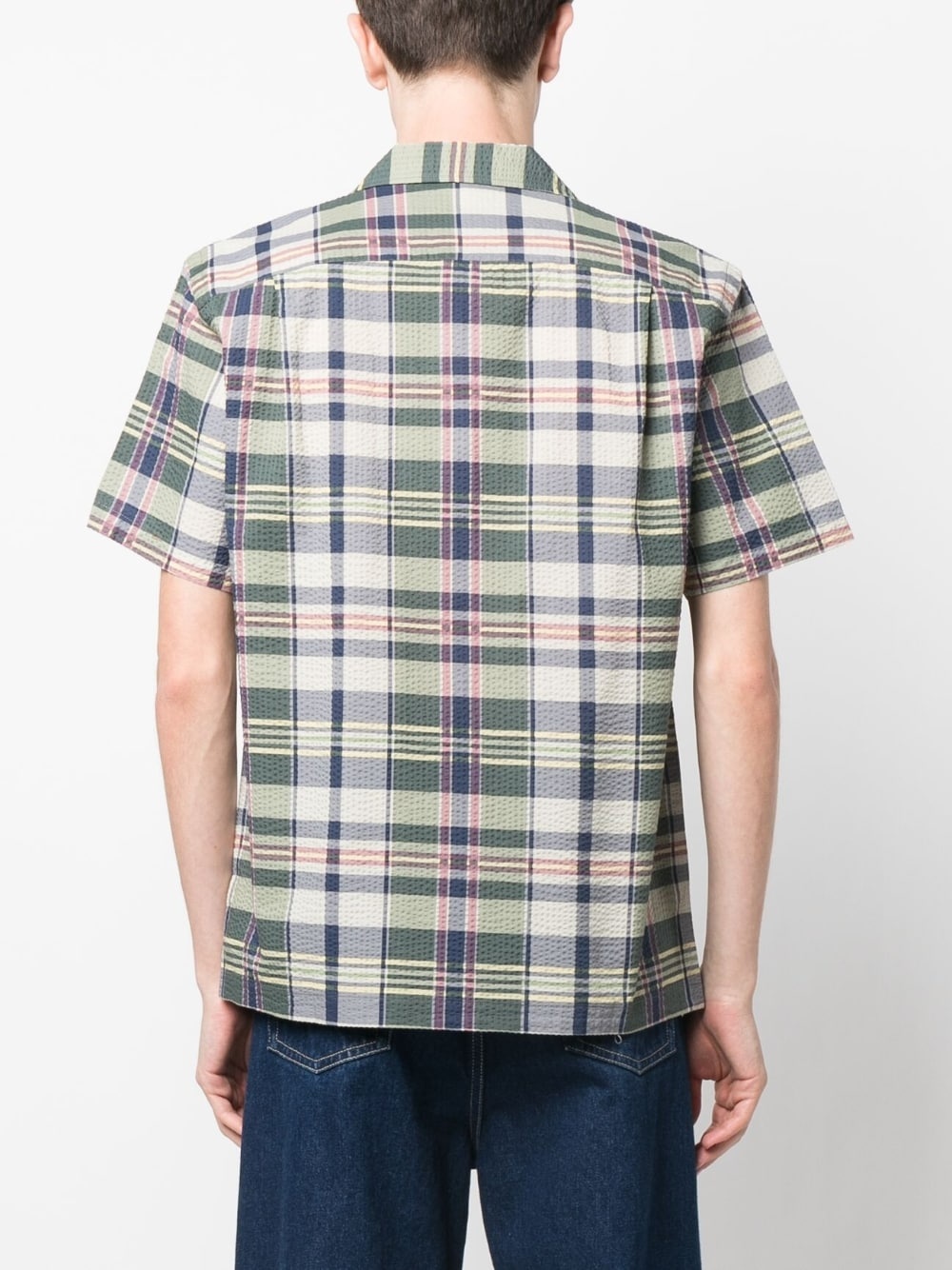 plaid-pattern seersucker shirt - 4