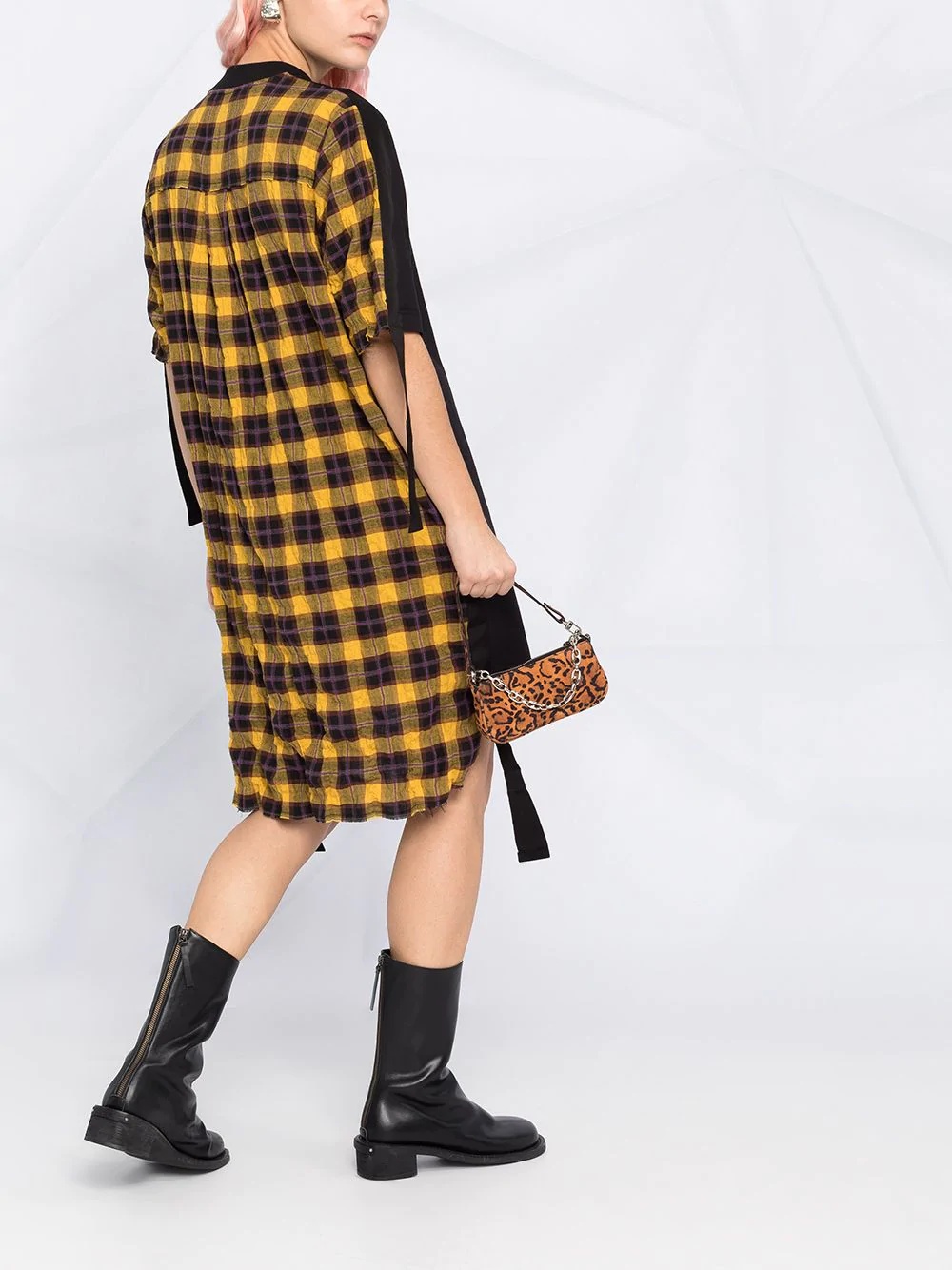 high-low checked dress - 2