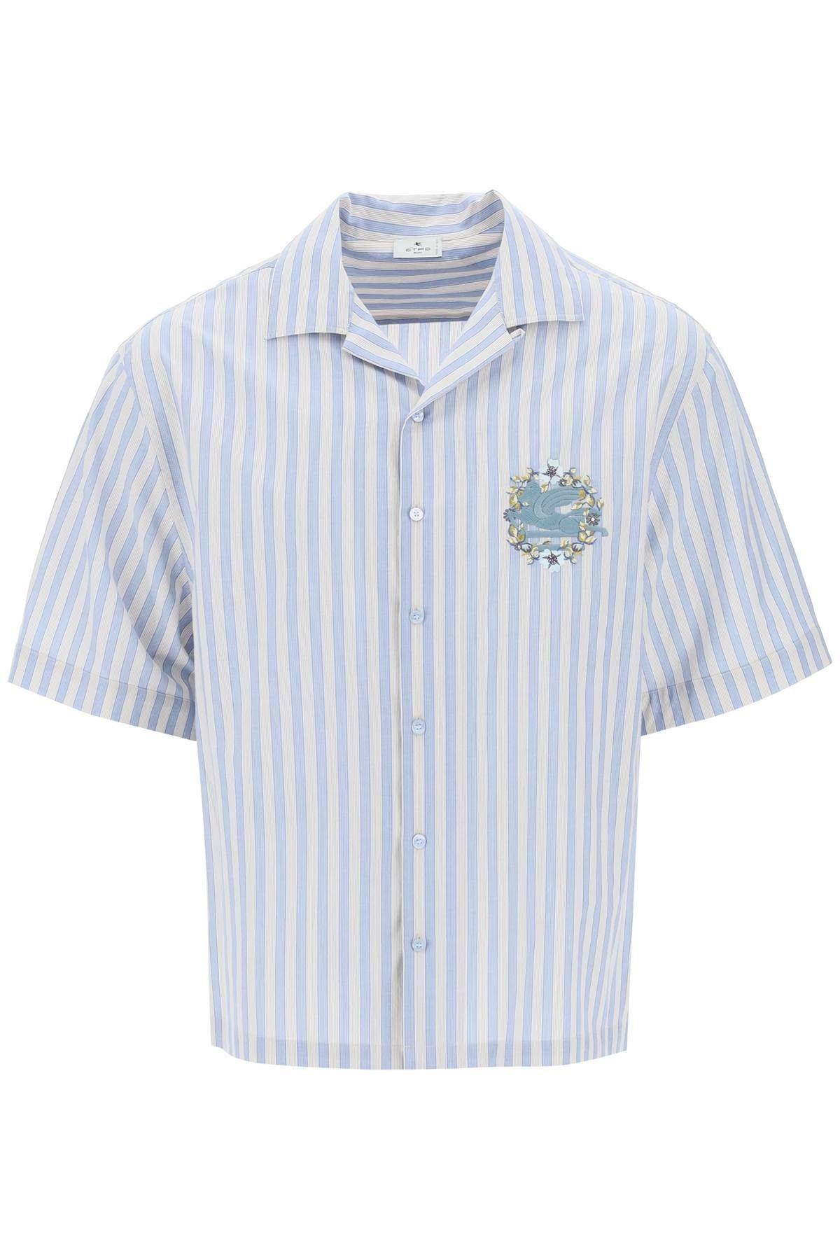 Tシャツ・カットソー ETRO FW25 'Pegaso' striped shirt (MRIB000499TR575 S8460) Etro STRIPED SHIRT WITH LOGO | REVERSIBLE