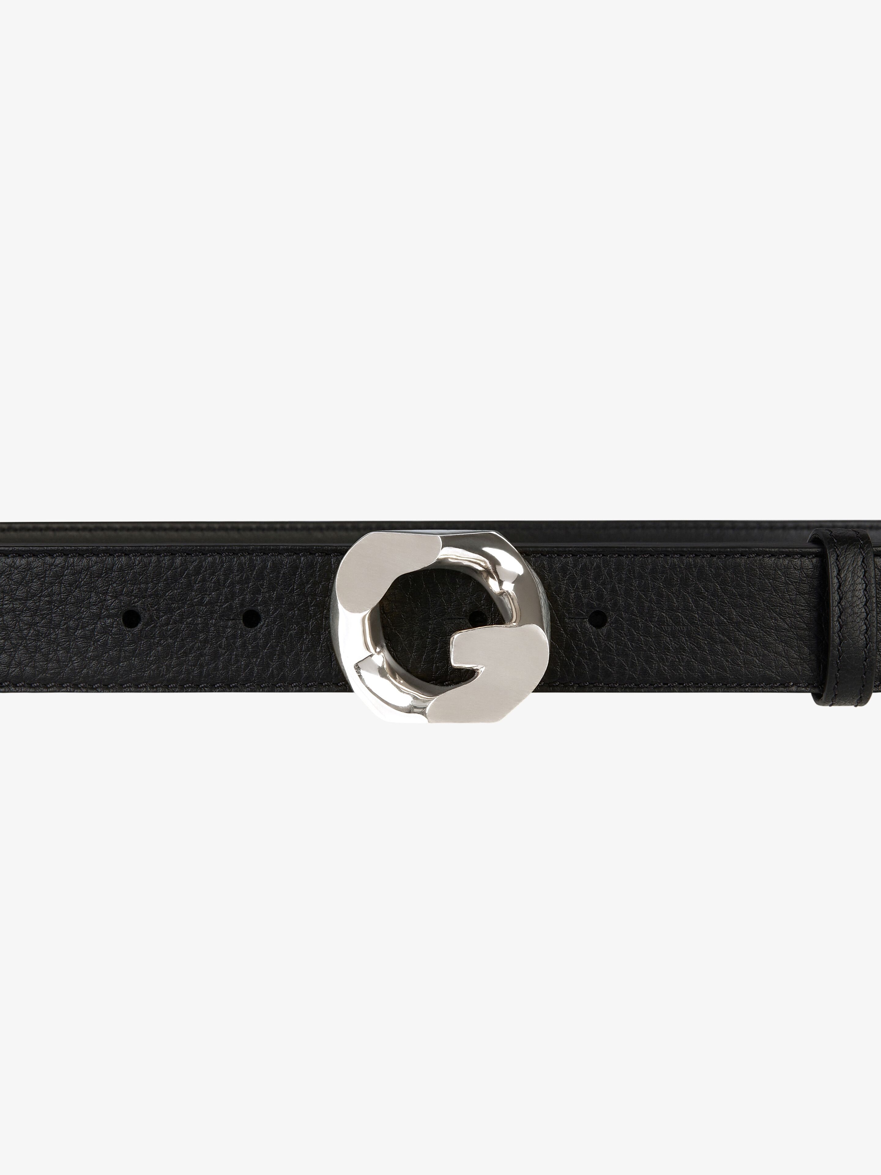 BELT IN GRAINED LEATHER WITH G-CHAIN BUCKLE - 2