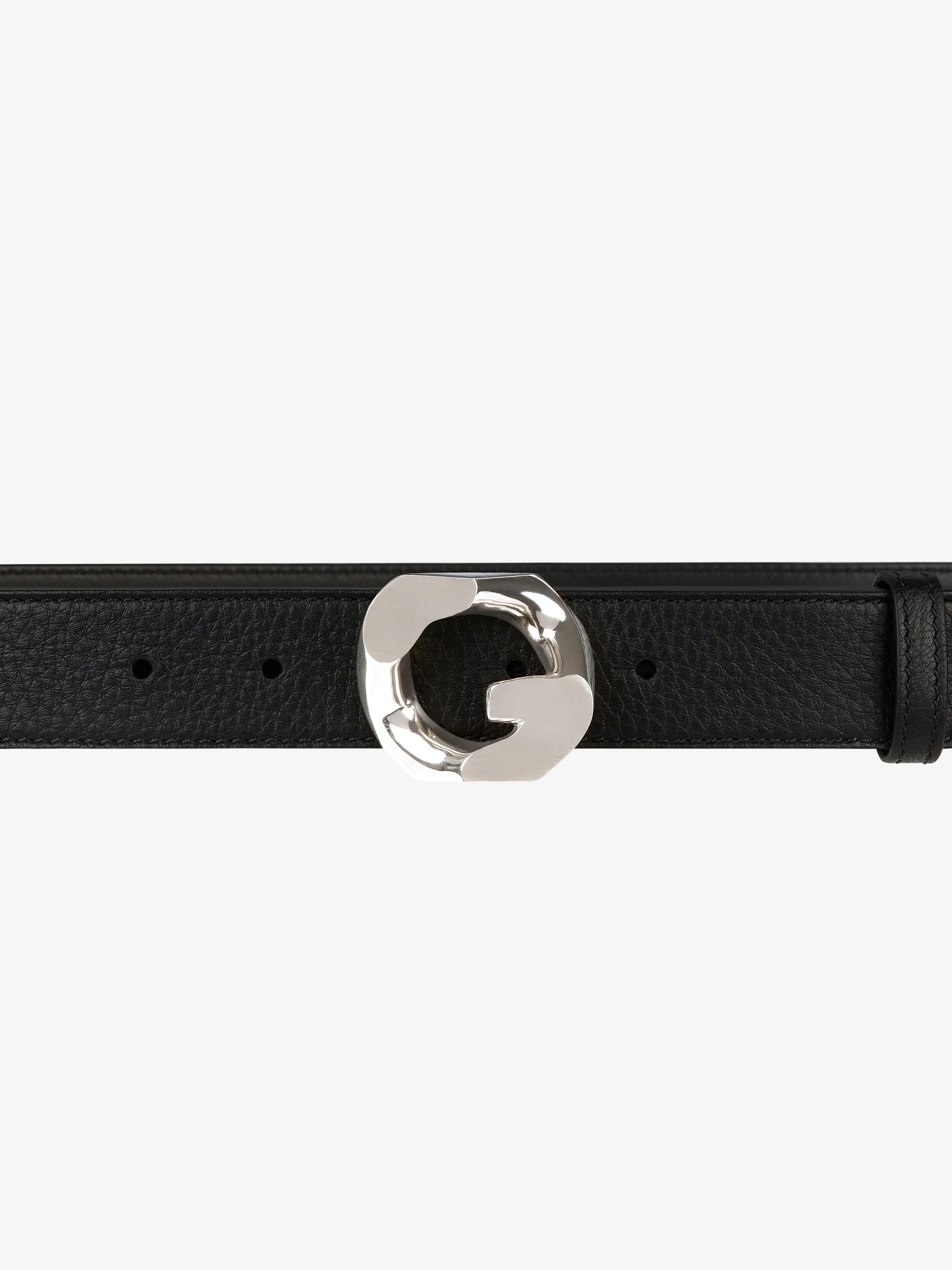 BELT IN GRAINED LEATHER WITH G-CHAIN BUCKLE - 3