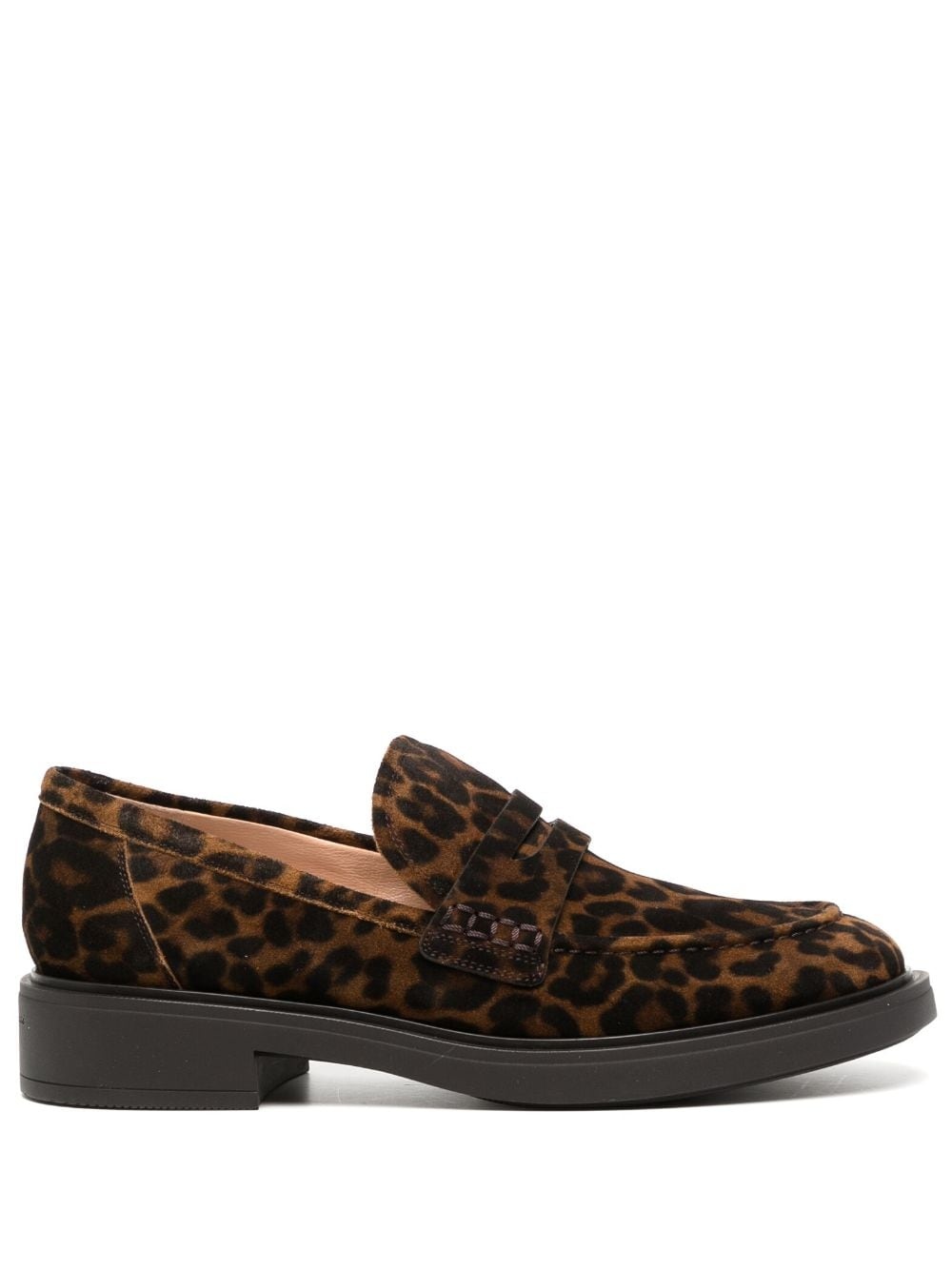 leopard-print leather loafers - 1