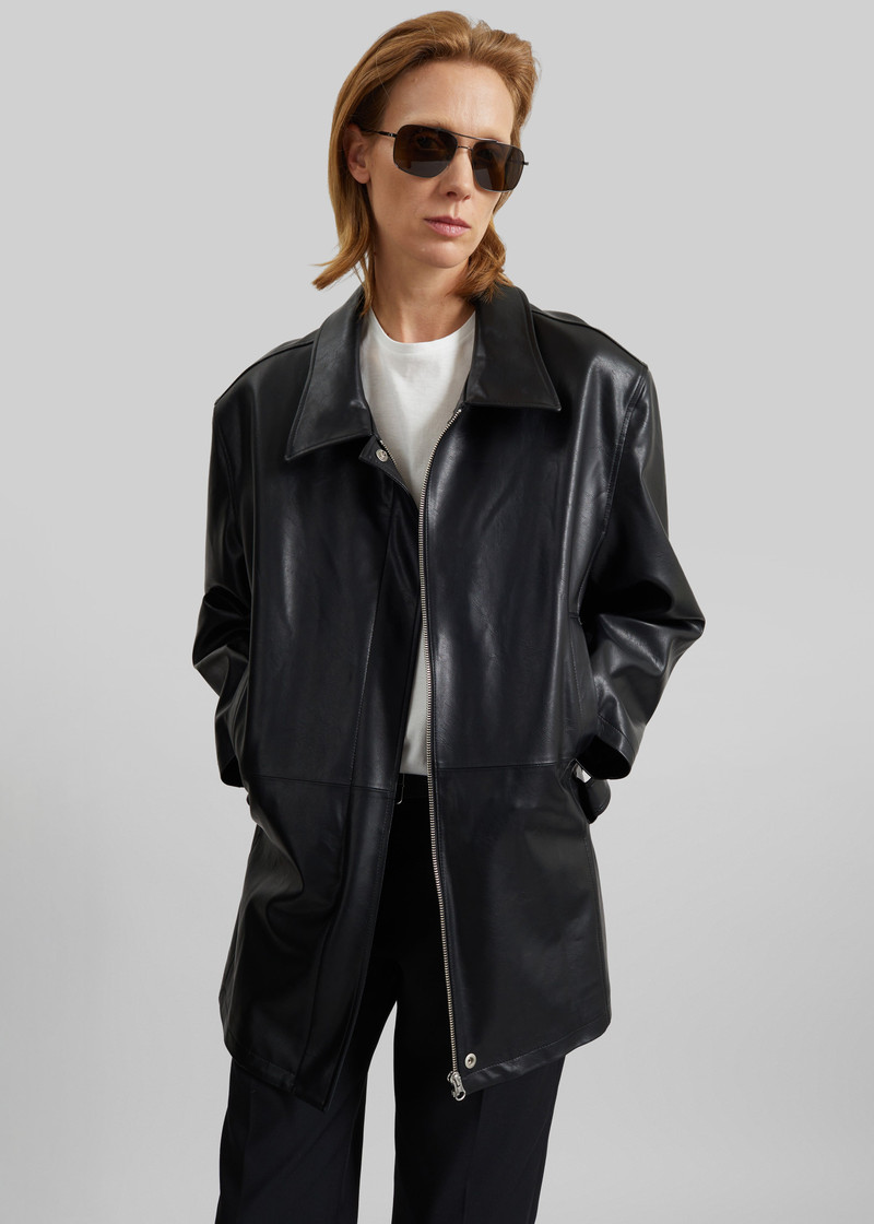 Low Classic Low Waist Artificial Leather Jacket - Black 1