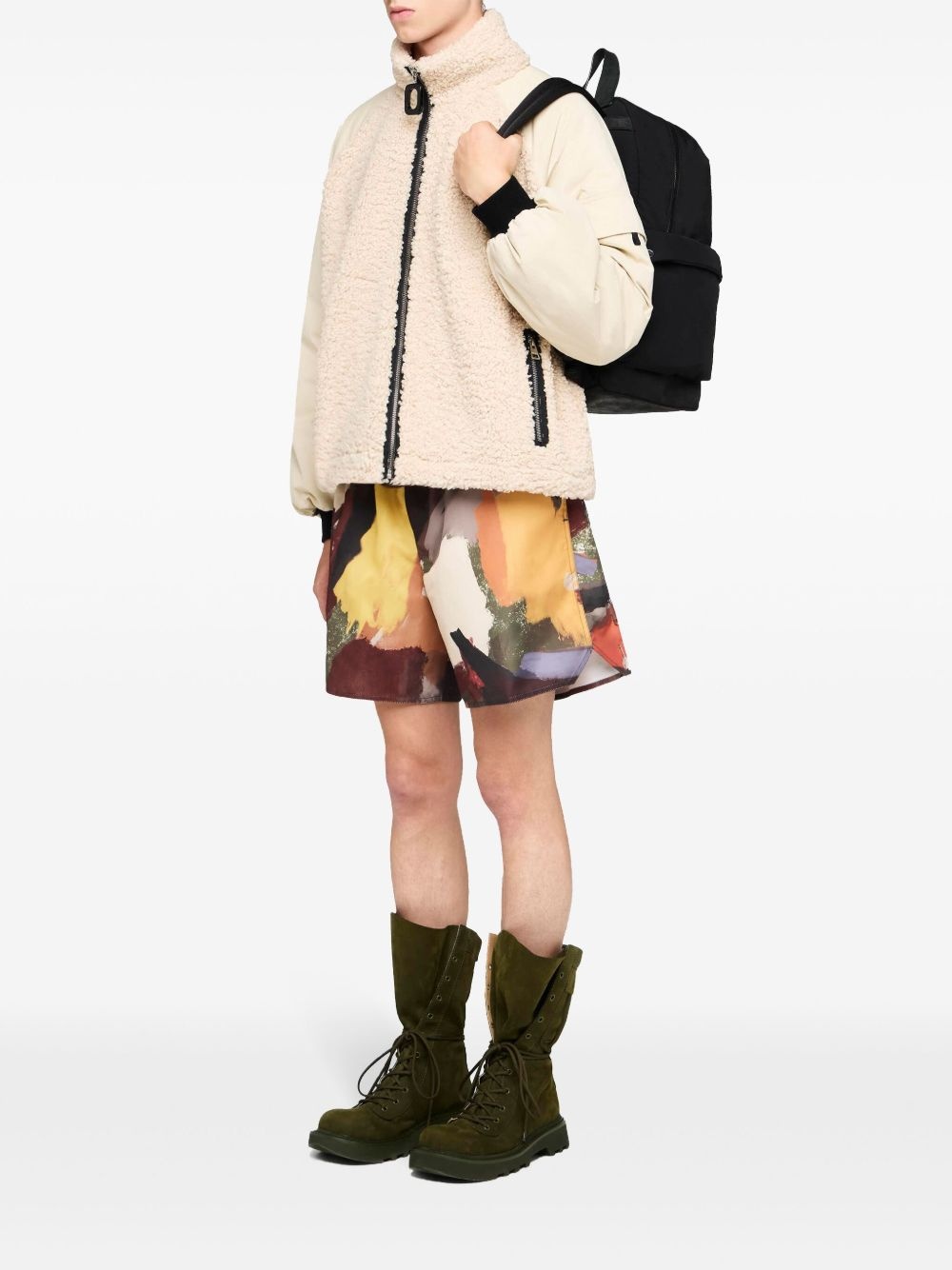 colour-block fleece jacket - 2