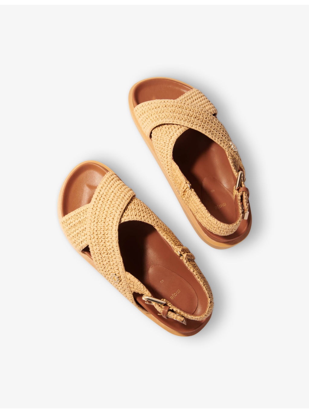 Raffia-Effect Flat Sandals - 4