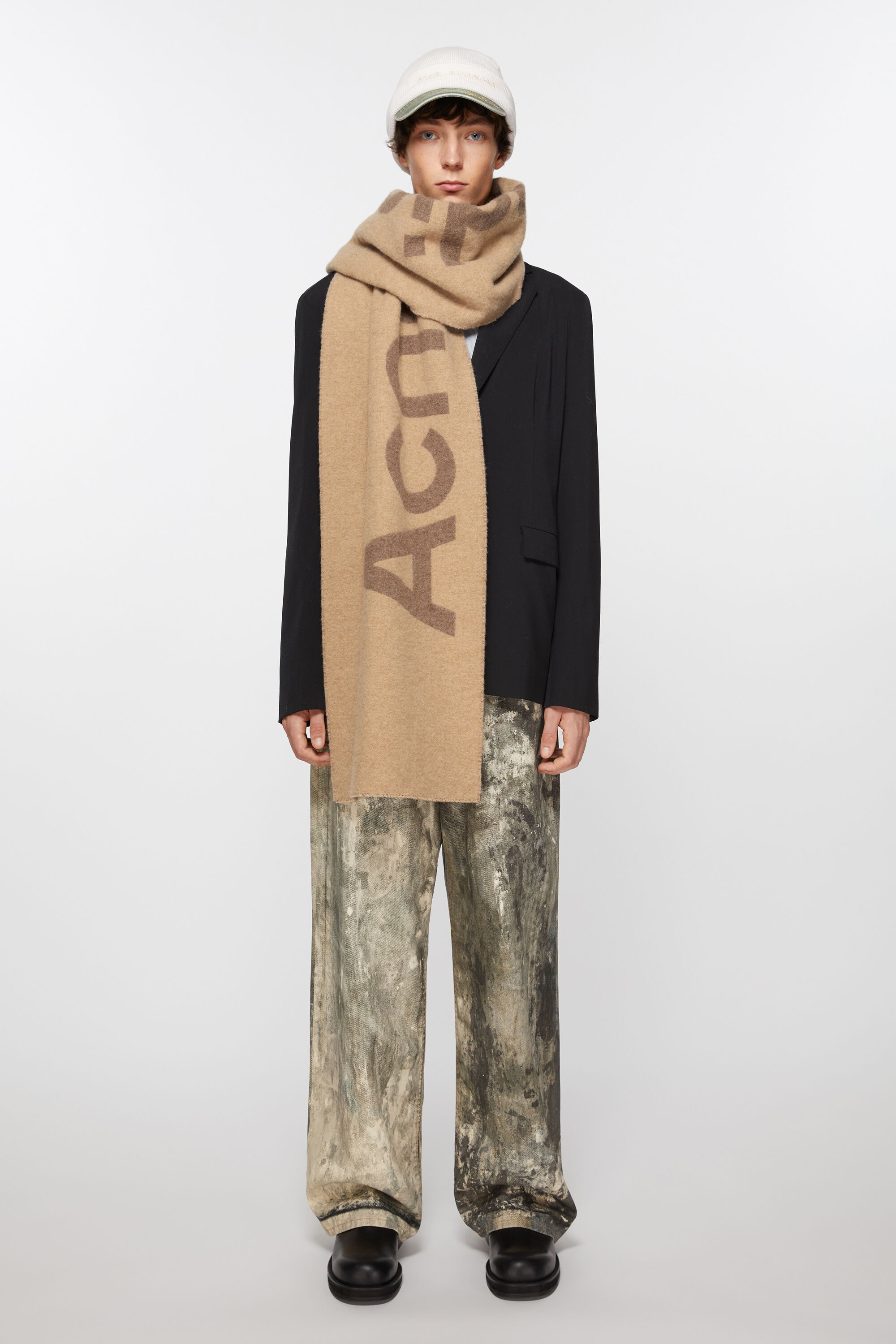 Logo jacquard scarf - Narrow - Camel brown - 3