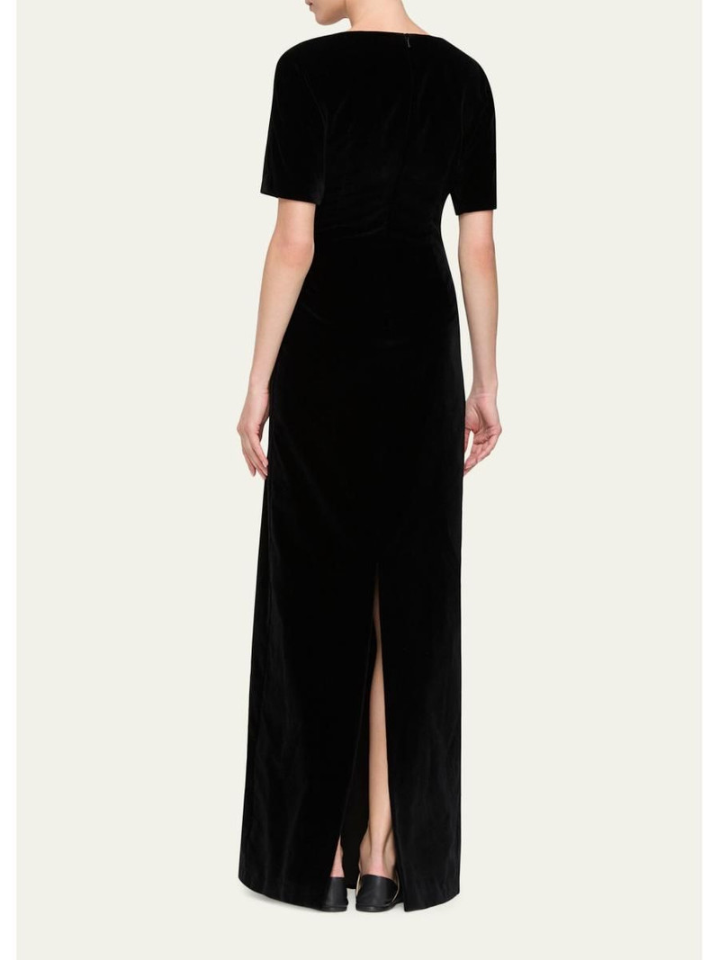Pleated A-Line Velvet Gown 3