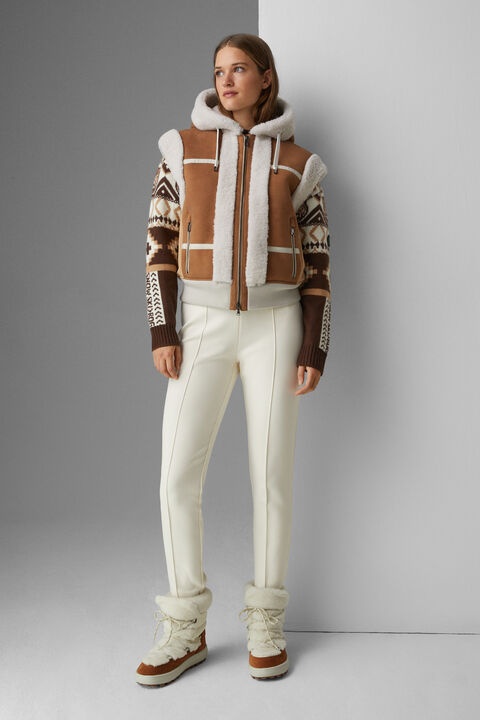 Feli Lambskin waistcoat in Camel/Off-white - 4