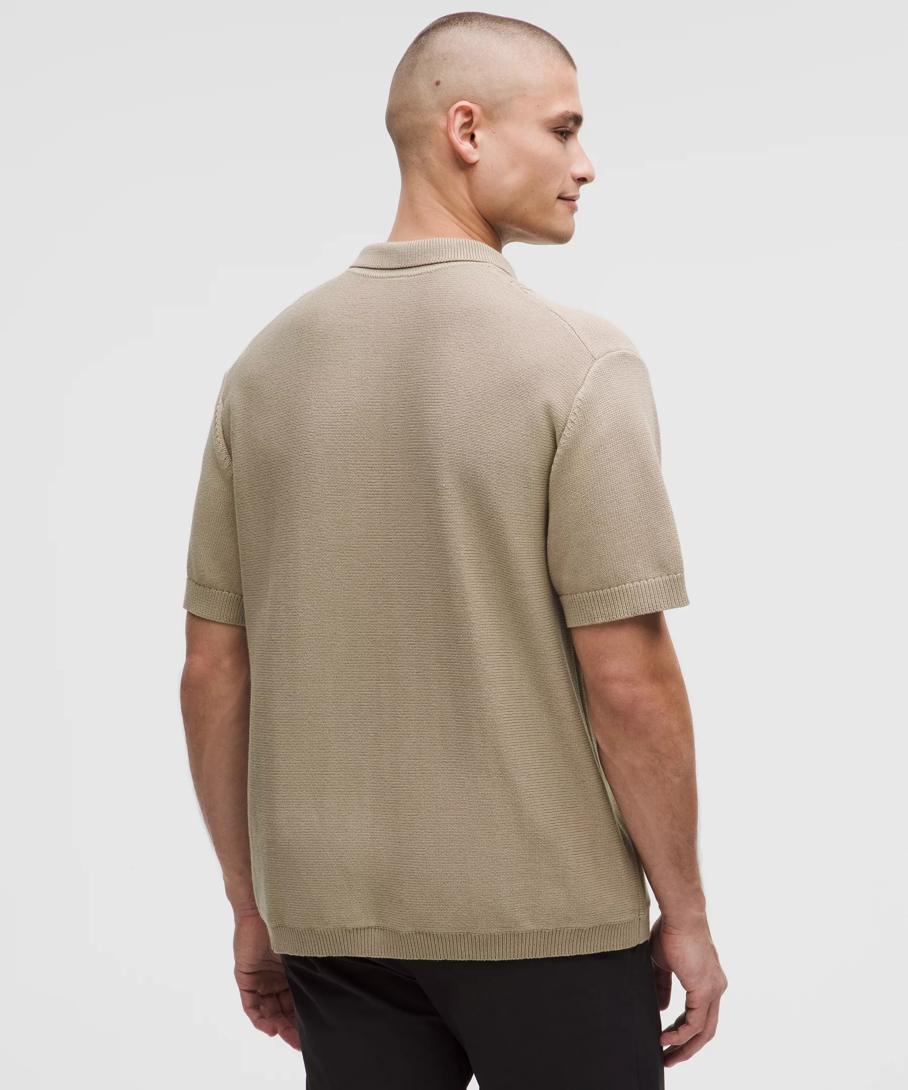Cotton-Blend Knit Button Up Short-Sleeve Shirt - 3