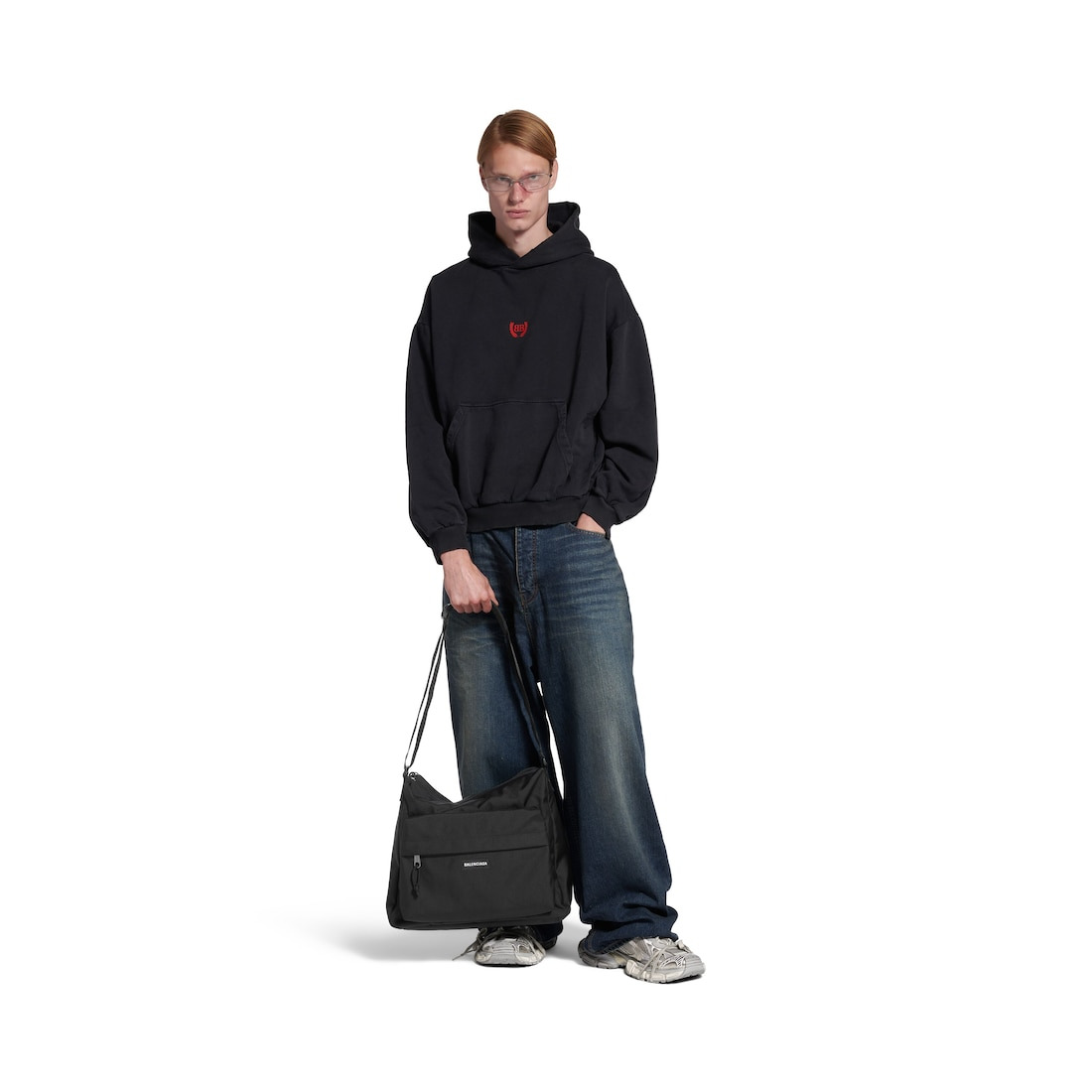 Men's Explorer Hobo Messenger Bag in Black - 6