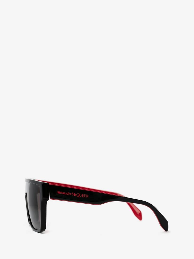 Men's Selvedge Oversized Mask Sunglasses in Black Red - 2