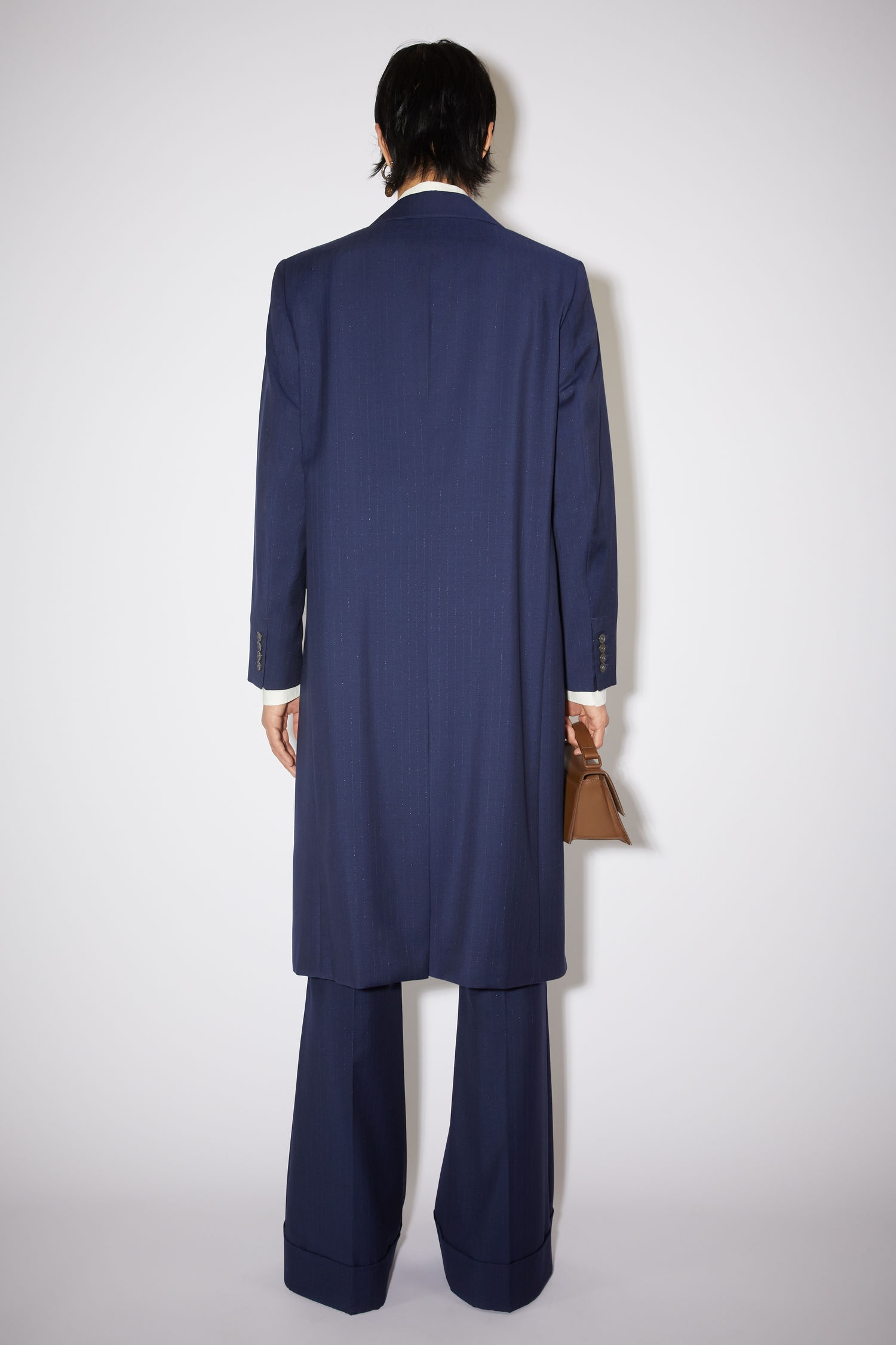 Lurex pinstripe coat - Dark Blue - 3