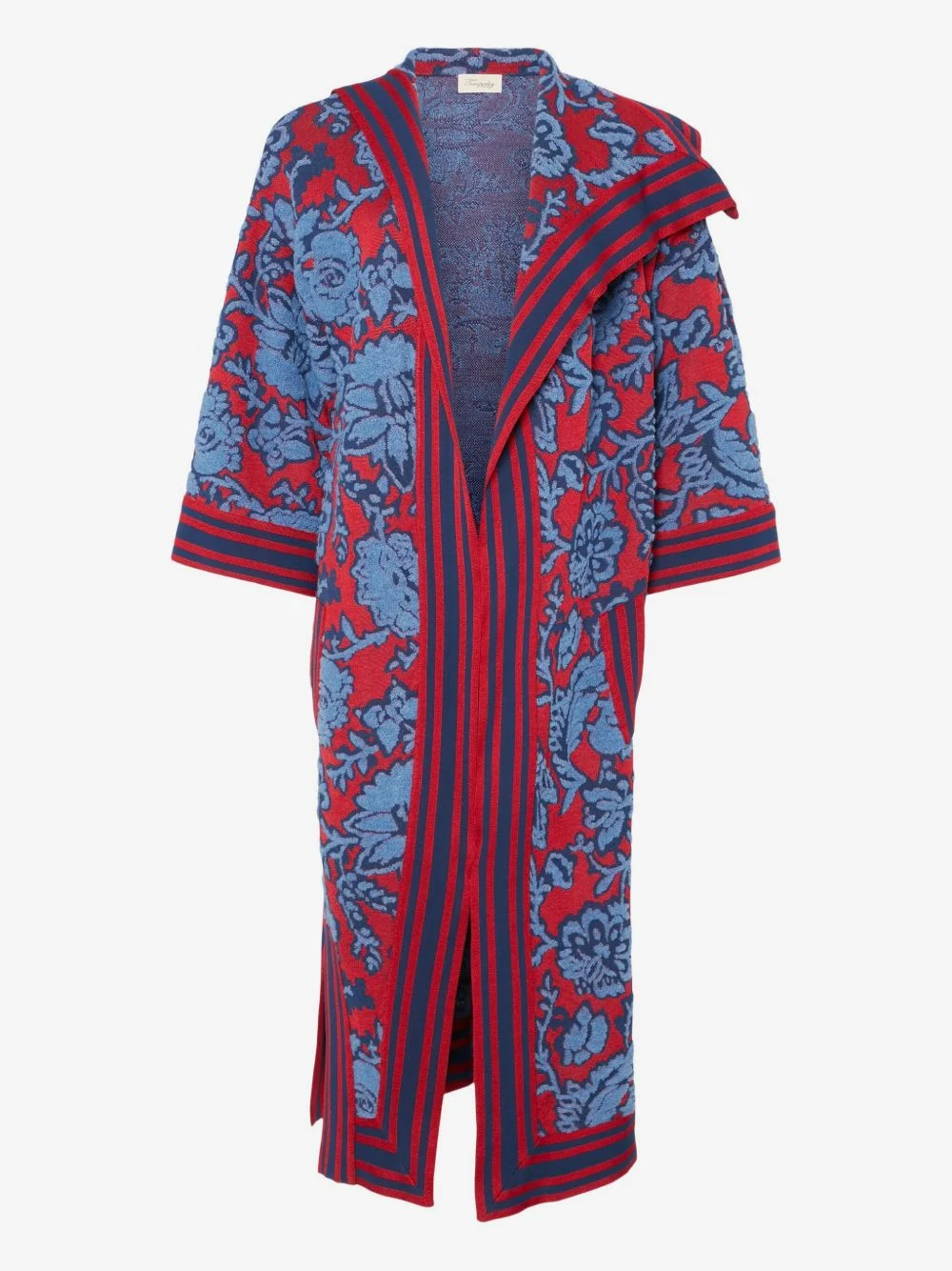 Francis floral-pattern striped knit cape - 1