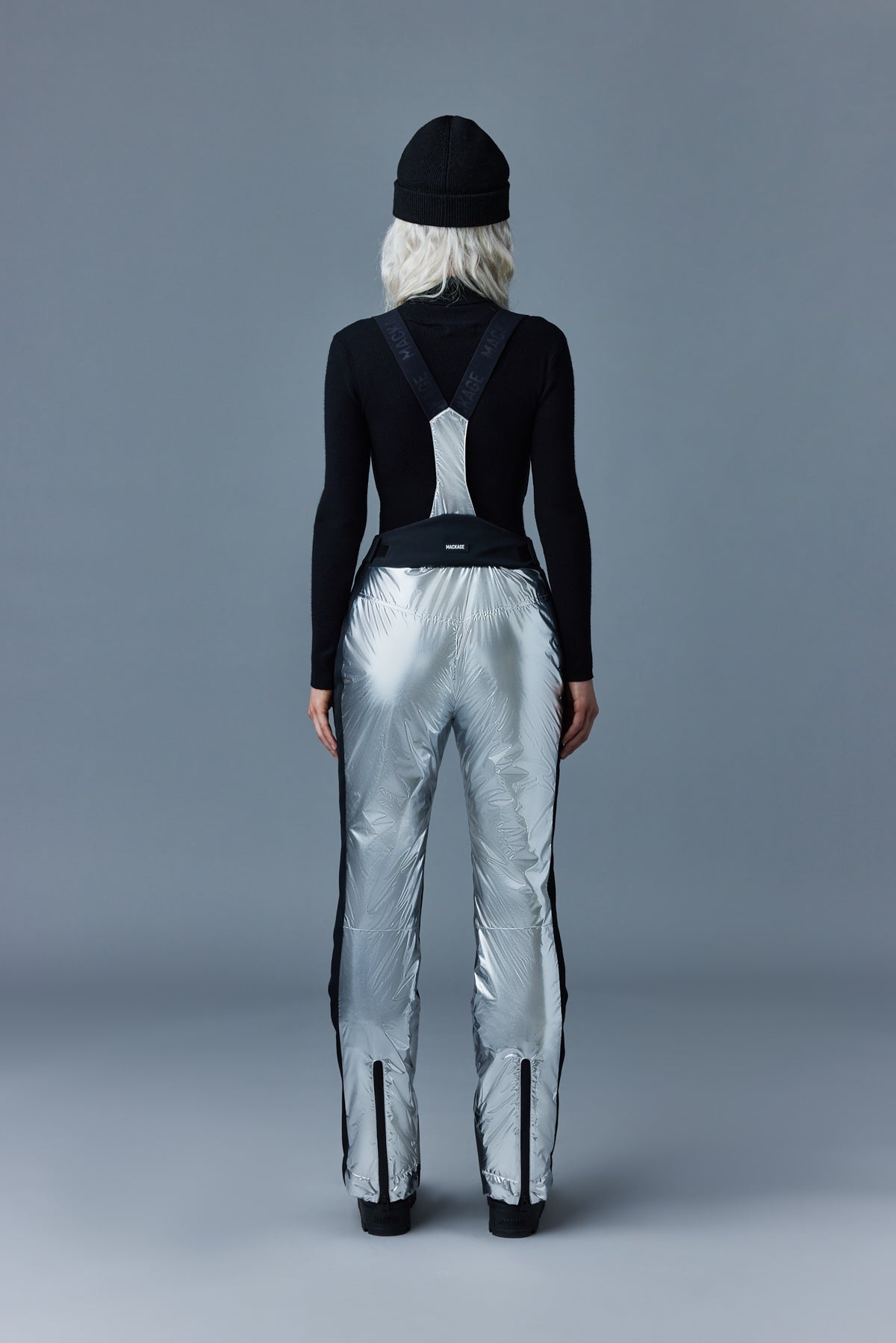 NYOMI metallic ski pant with removable suspenders - 4