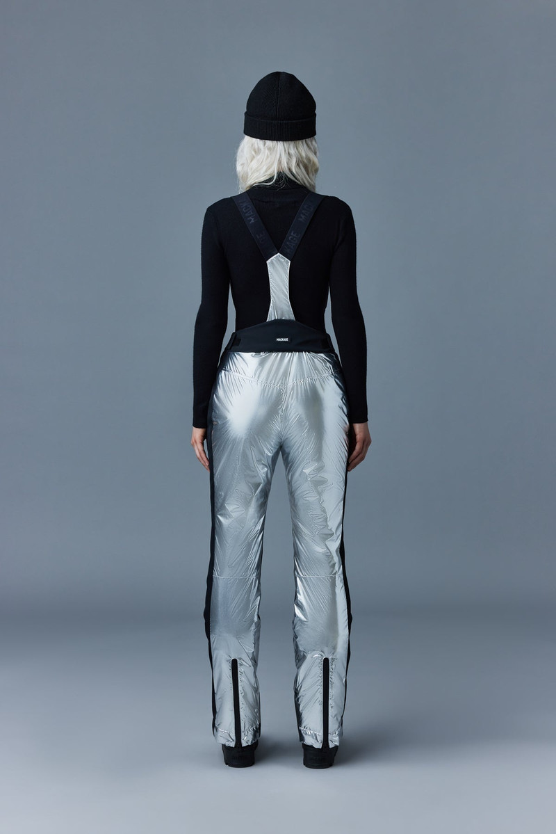 NYOMI metallic ski pant with removable suspenders 4