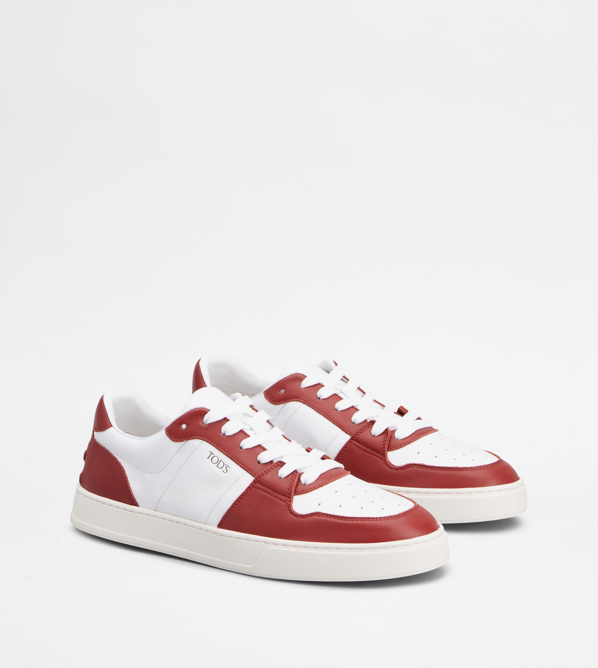 SNEAKERS IN LEATHER - WHITE, RED - 2