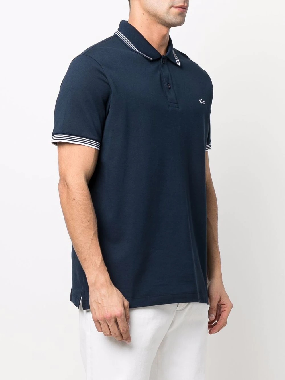 striped-trim polo shirt - 3