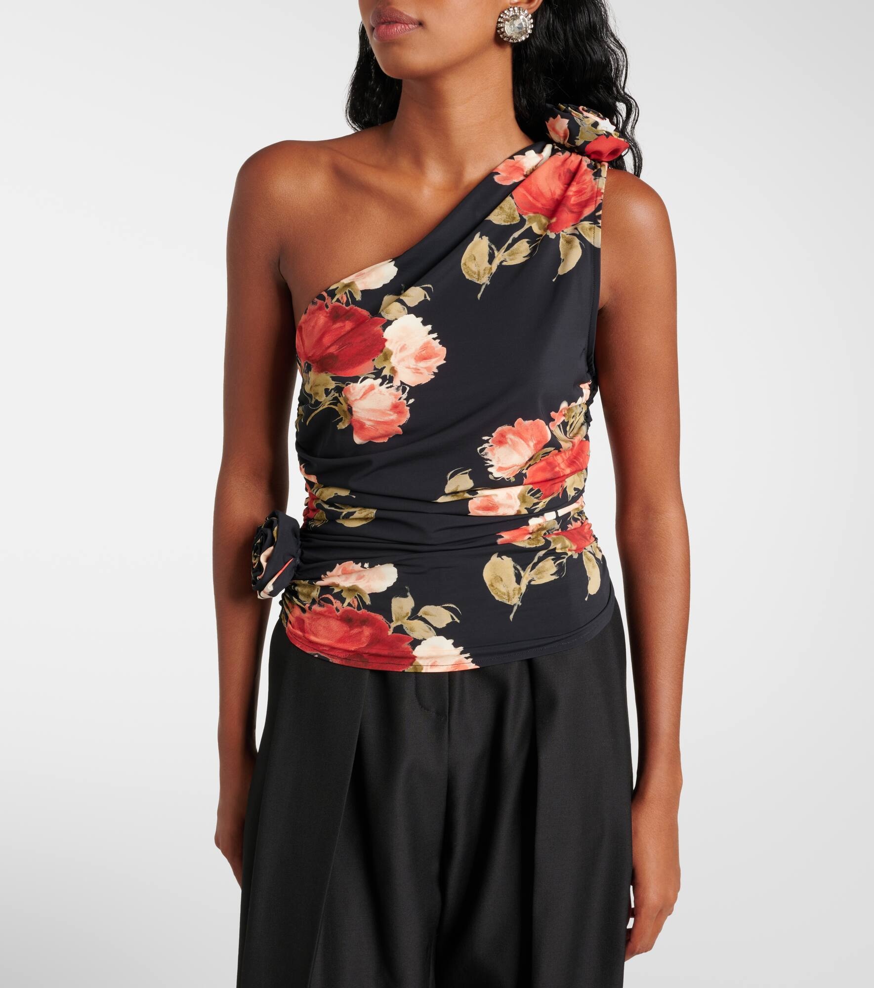 Floral ruched one-shoulder top - 6