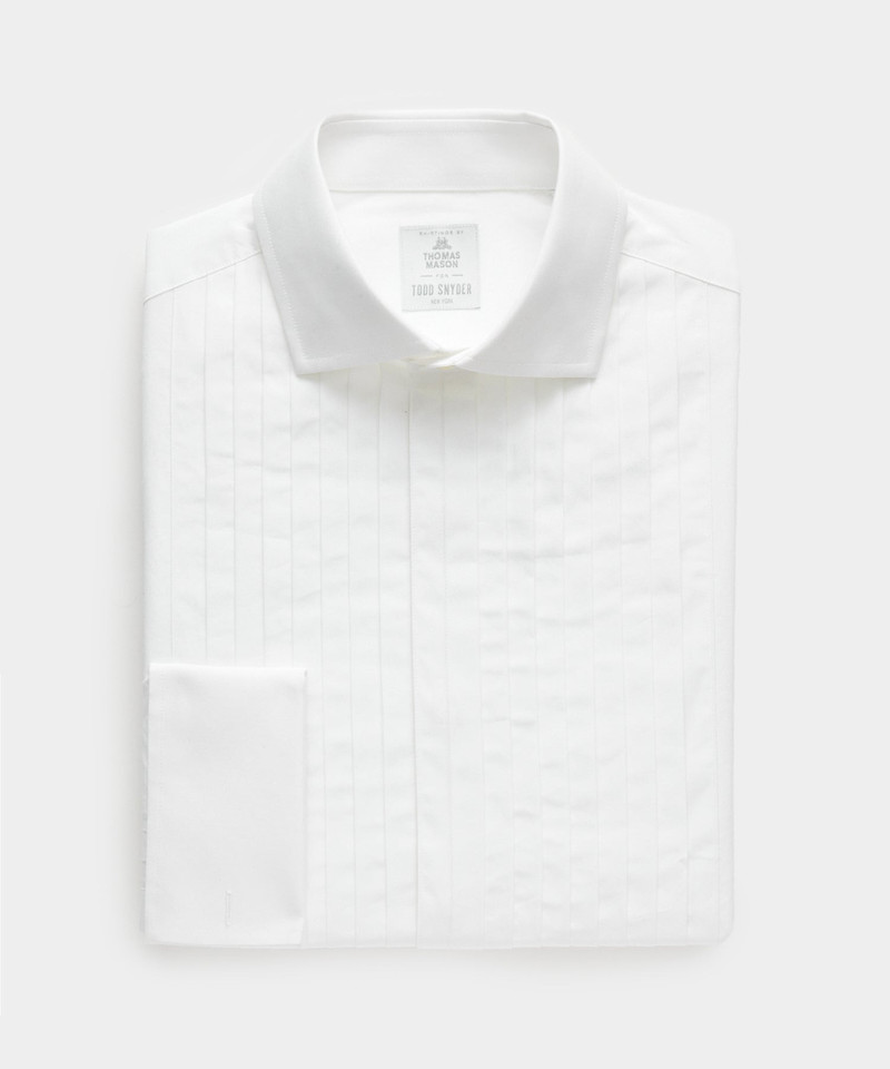 Italian Cotton Wide Pleat Spread Collar Tuxedo Shirt 1