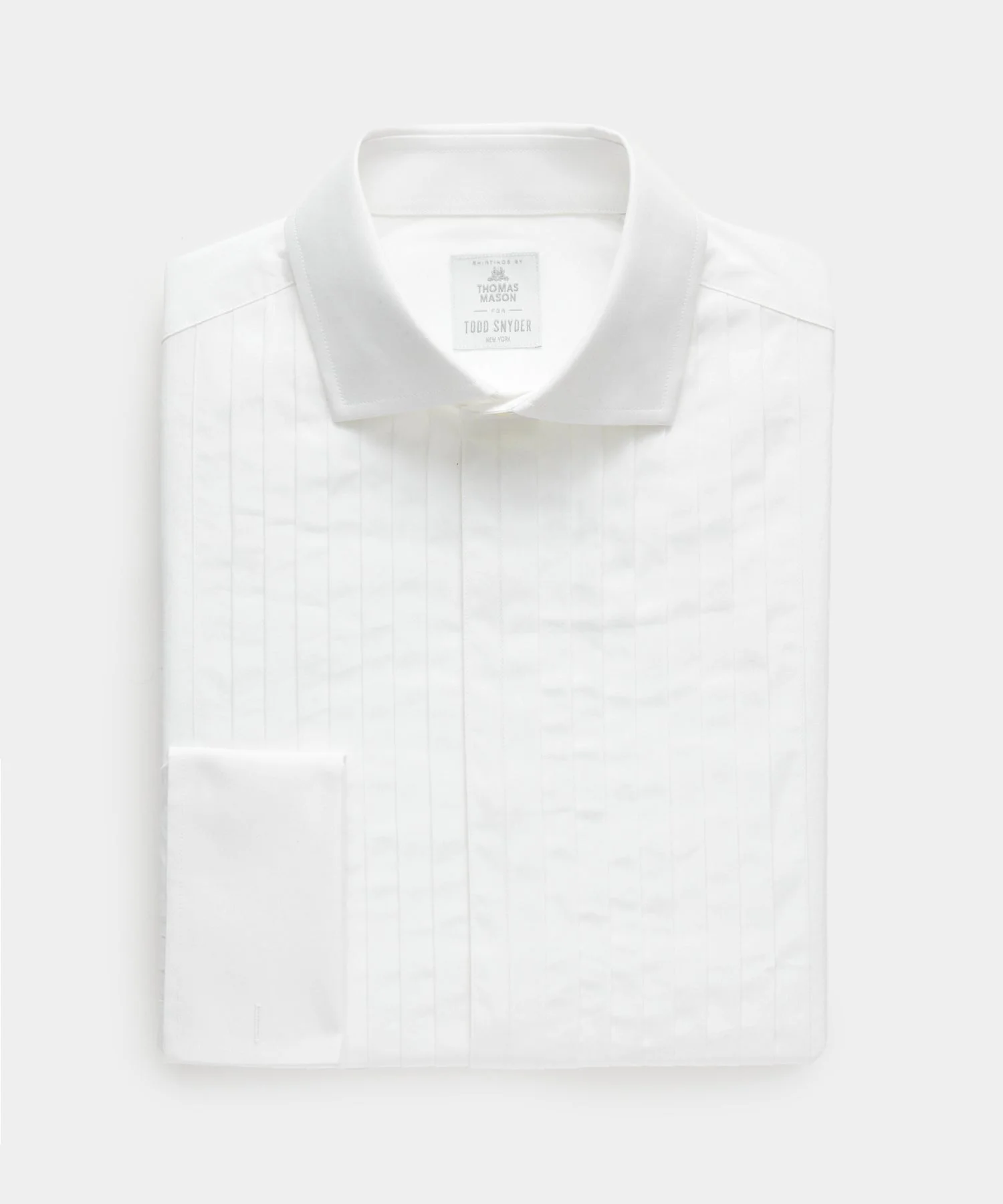 Italian Cotton Wide Pleat Spread Collar Tuxedo Shirt - 1