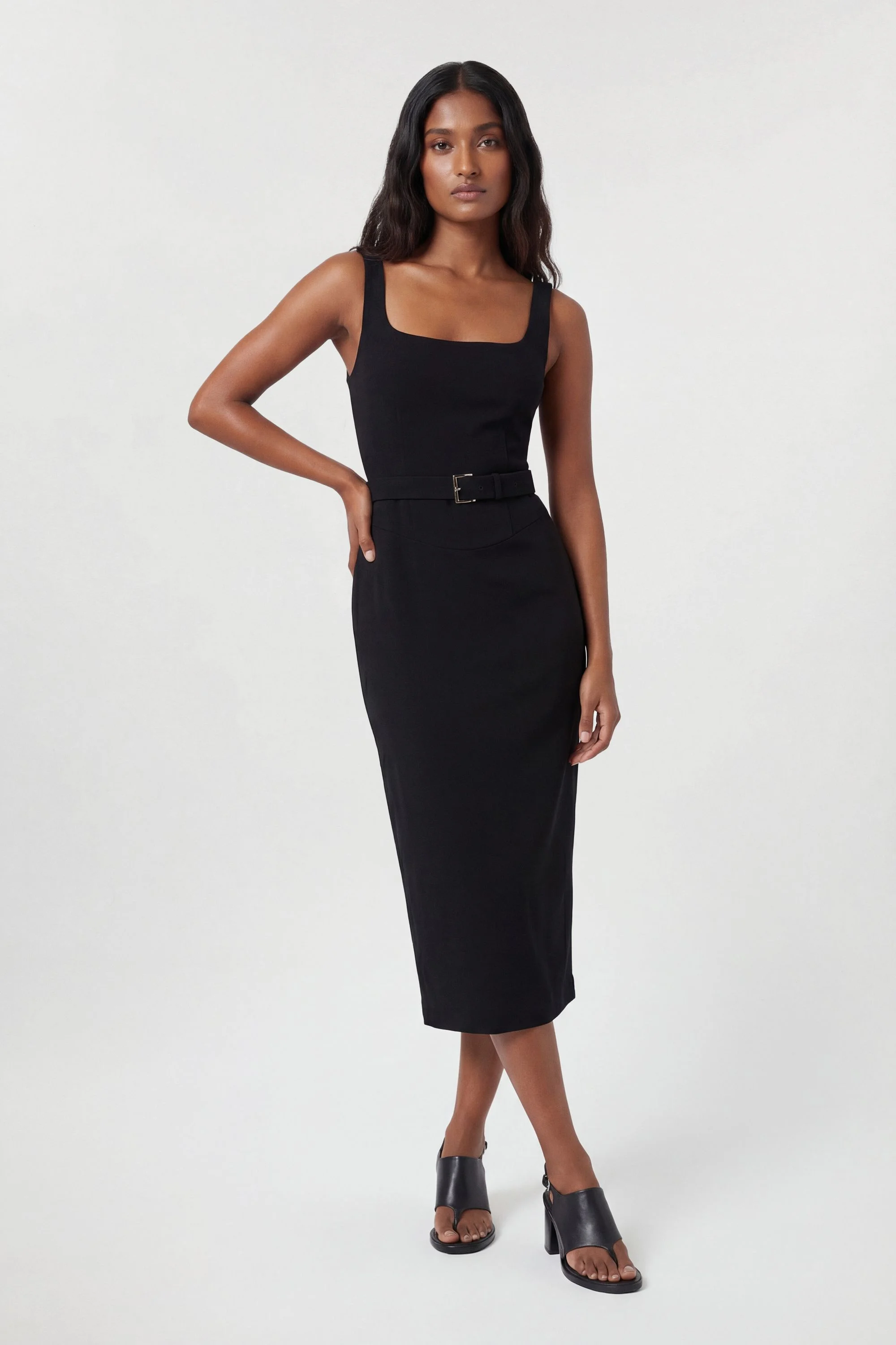Compact Stretch Tailored Pencil Midi Dress - 1
