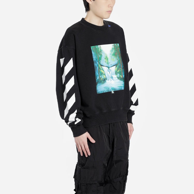 Men's Off-White Pullover Loose Printing Black OMBA035E19E300151088 - 5