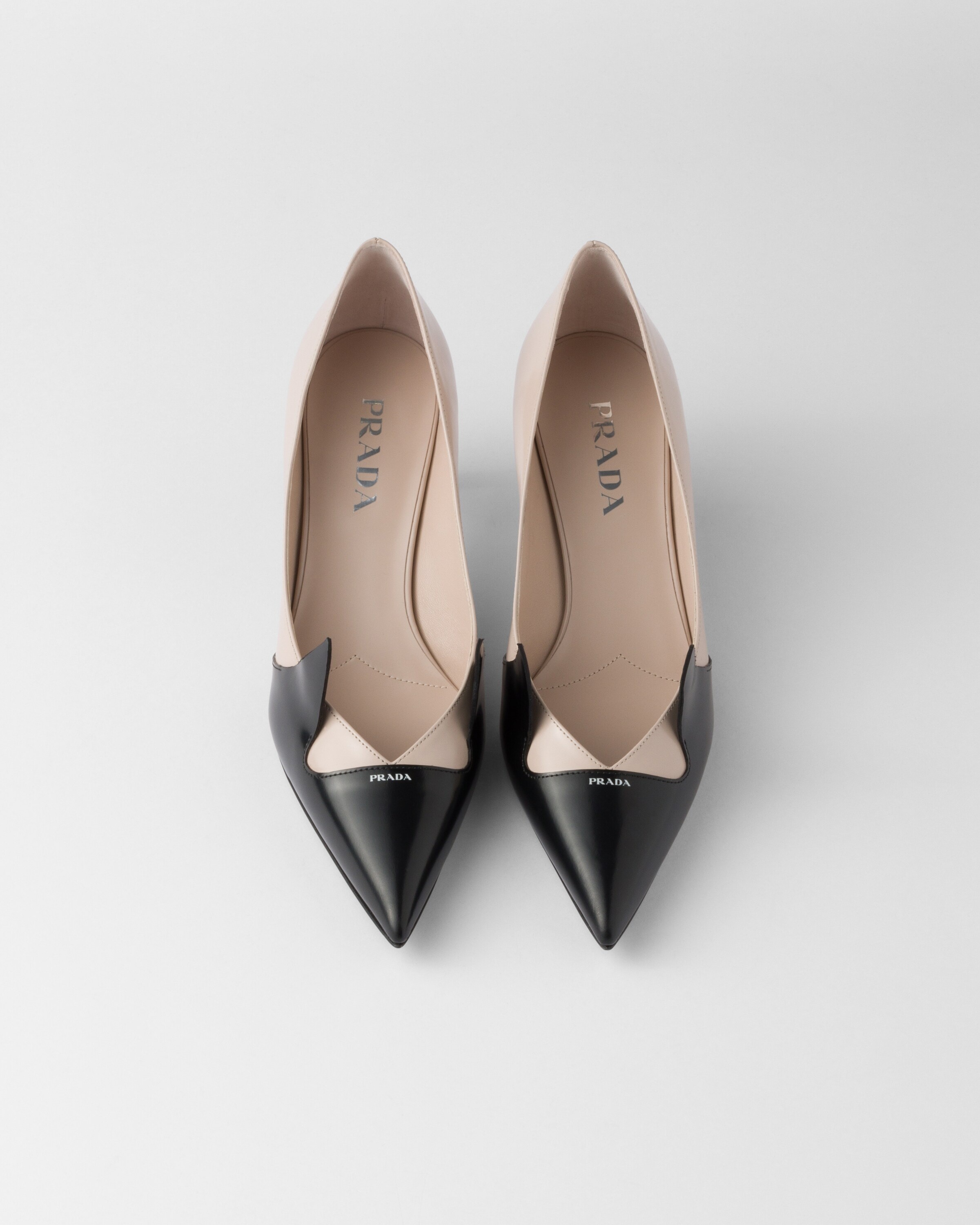 Two-tone brushed leather pumps - 3
