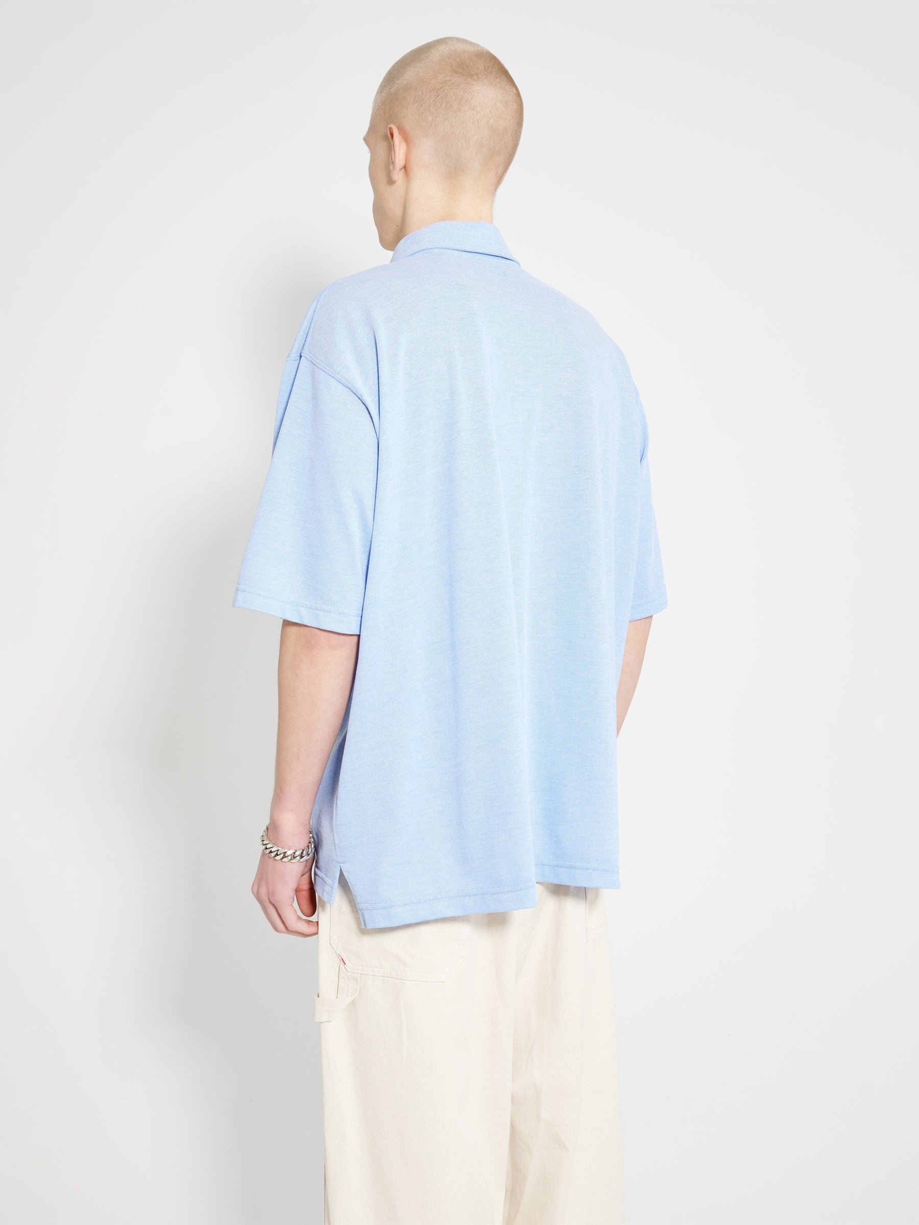 ENGINEERED GARMENTS POLO SHIRT LIGHT BLUE COTTON PIQUE - 4