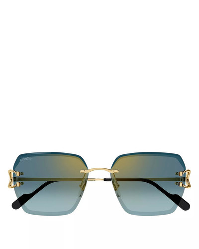 Cartier Decor 24 Carat Gold Plated Rimless Butterfly Sunglasses, 58mm outlook