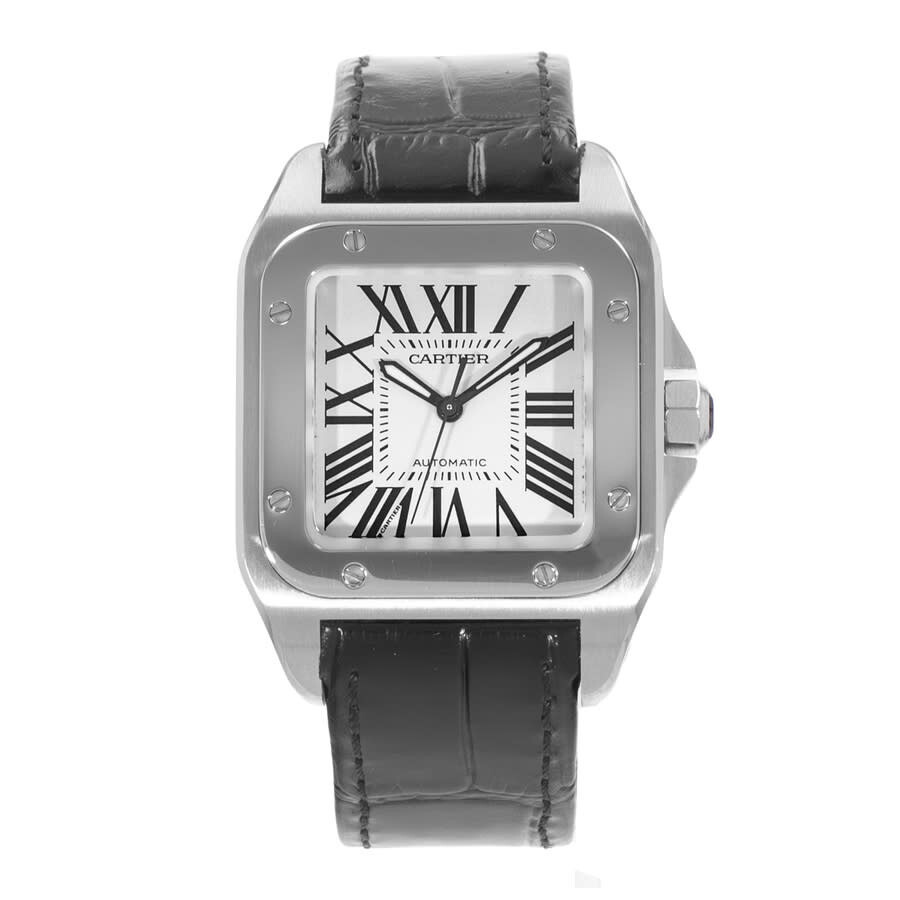 Pre-owned Cartier Santos 100 Automatic Silver Dial Men's Watch W20106X8 - 2