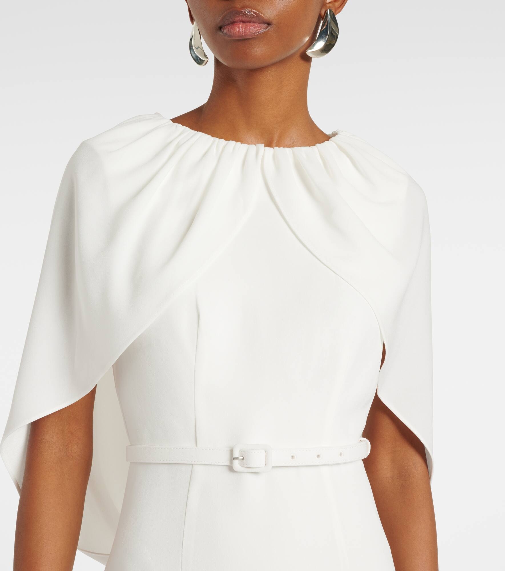 Caped satin crêpe midi dress - 4
