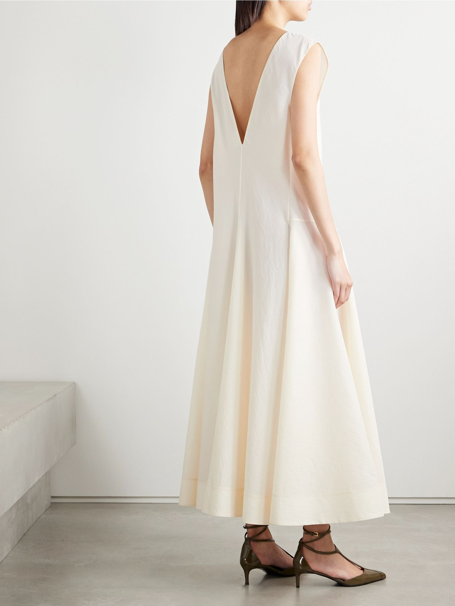 Mellie silk-blend organza midi dress Cream - 3