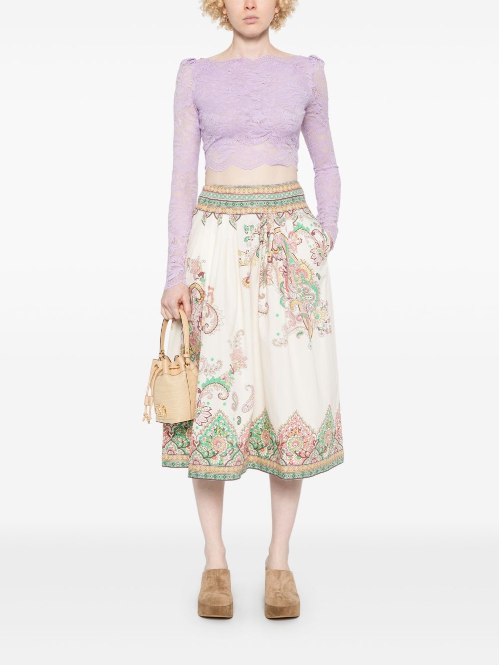 printed cotton midi skirt - 2