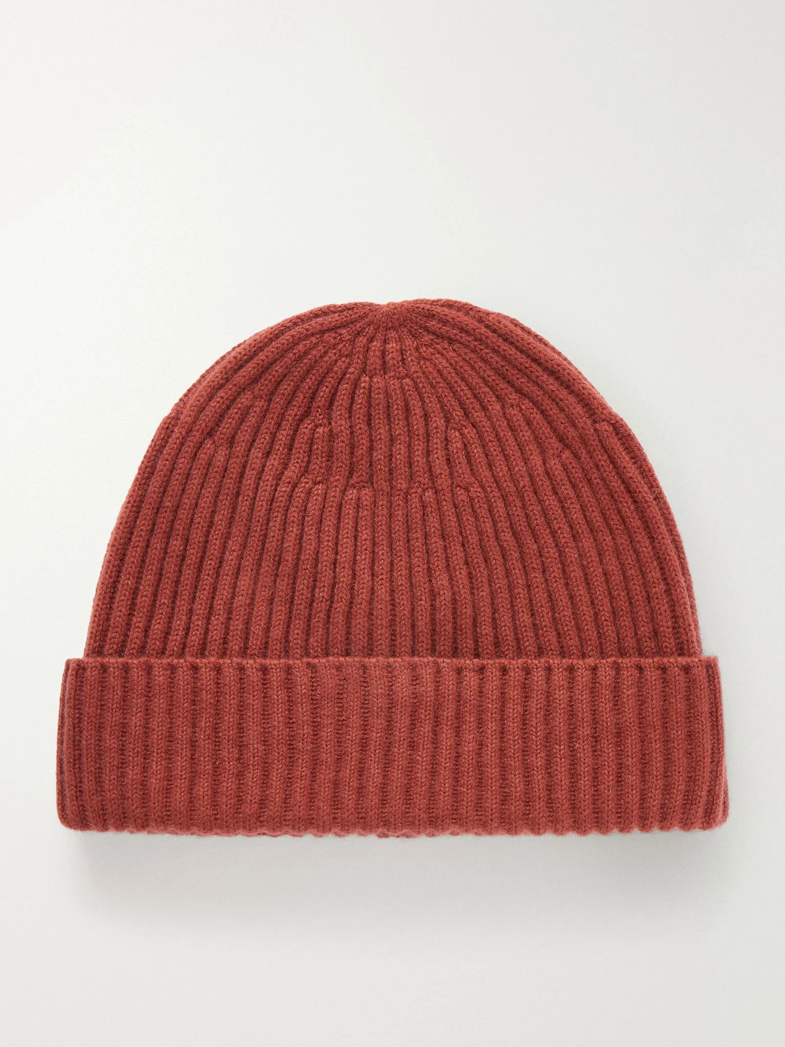 Ribbed Cashmere Beanie Brown - 1