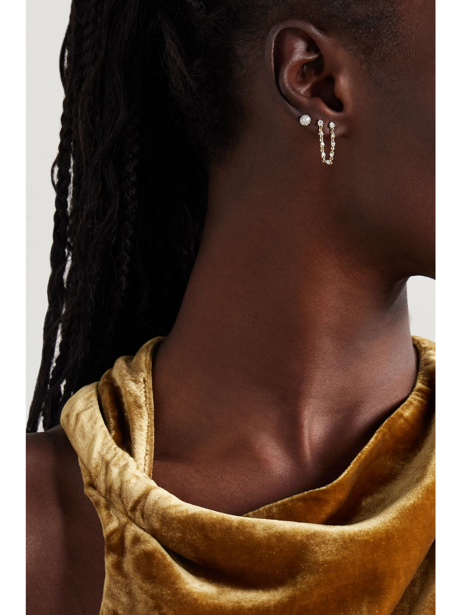 14-karat gold diamond single earring Gold - 4