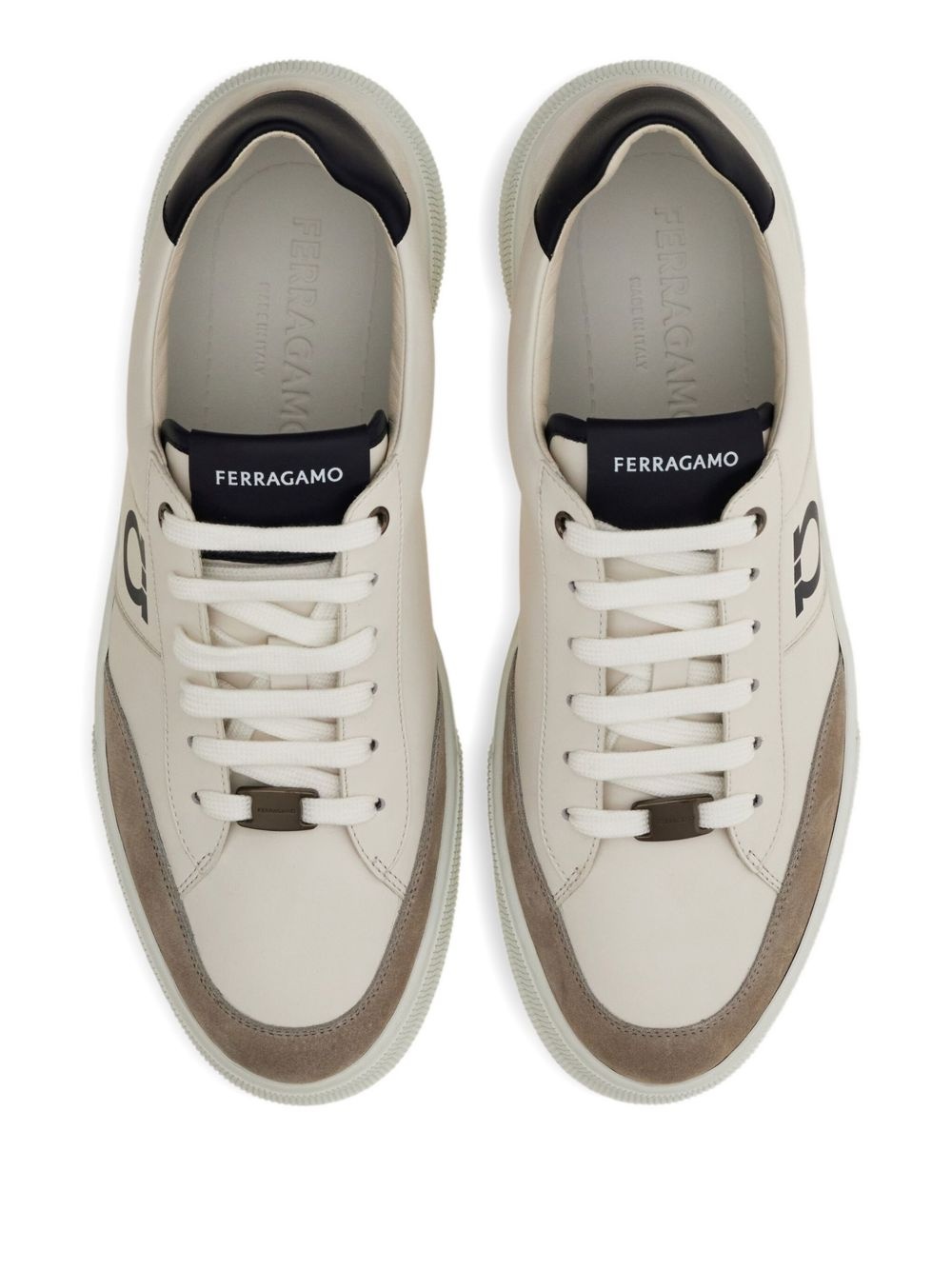 logo-embroidered leather sneakers - 3