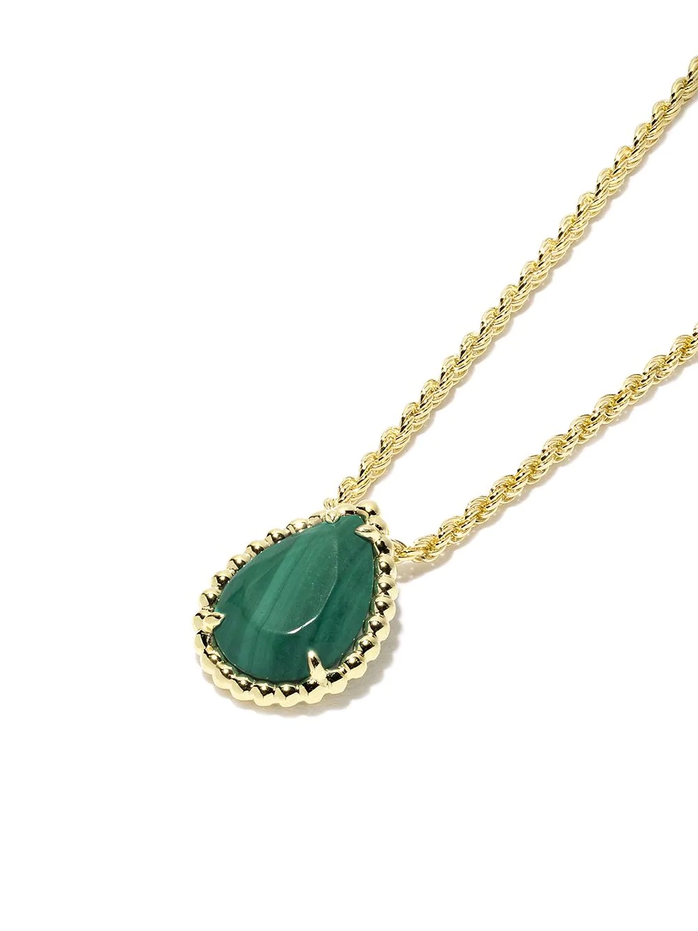 18kt yellow gold Serpent Bohème malachite S motif teardrop pendant necklace - 3