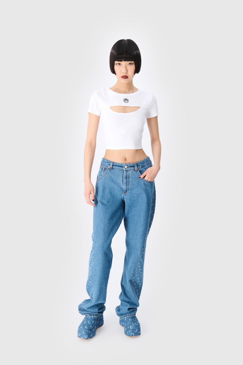 Marine Serre Moon Laser Denim Curved Jeans outlook