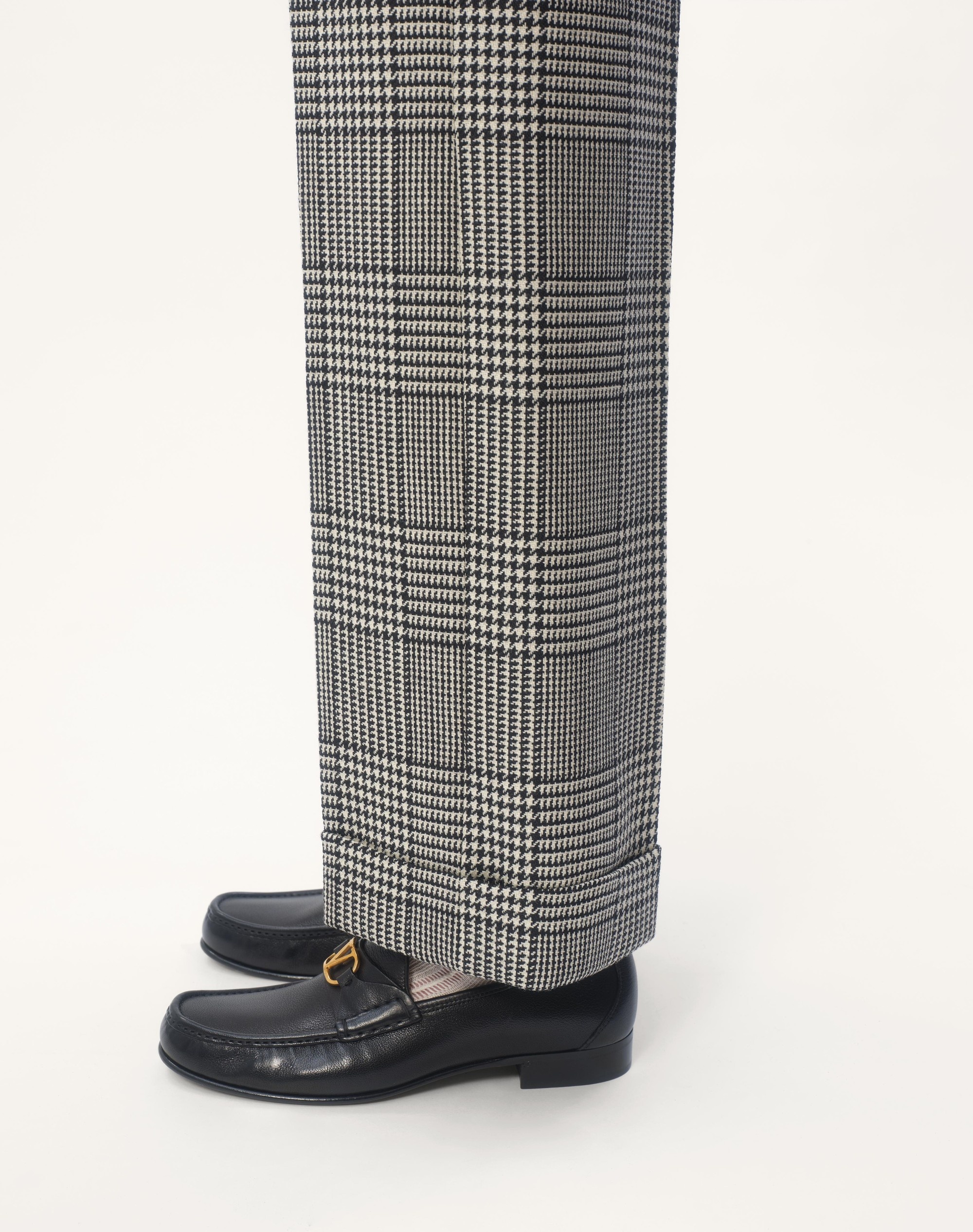 WOOL PANTS WITH TURN-UPS WITH CHECK PATTERN ON HOUNDSTOOTH - 3