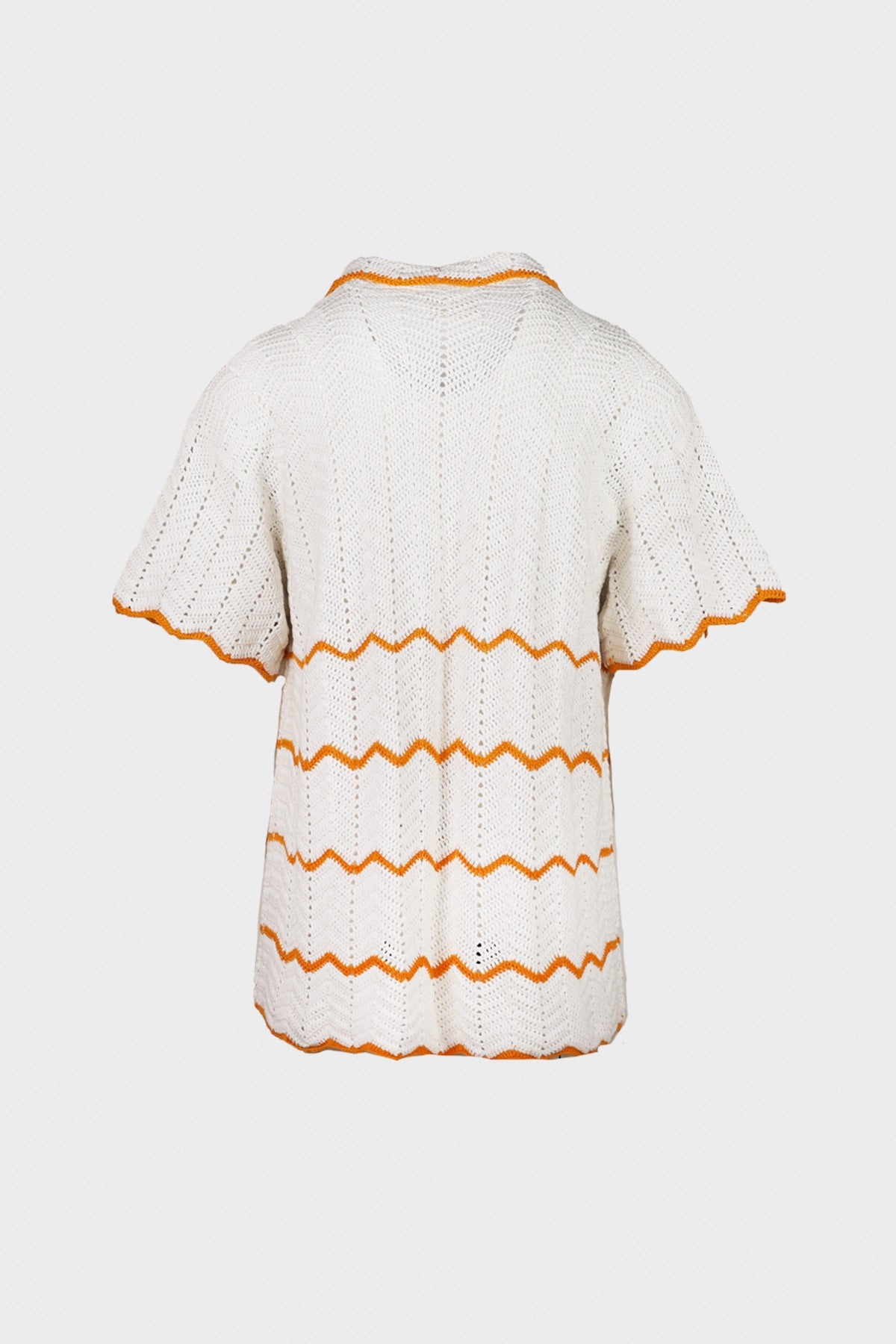 Crochet Short Sleeve Shirt - White - 3