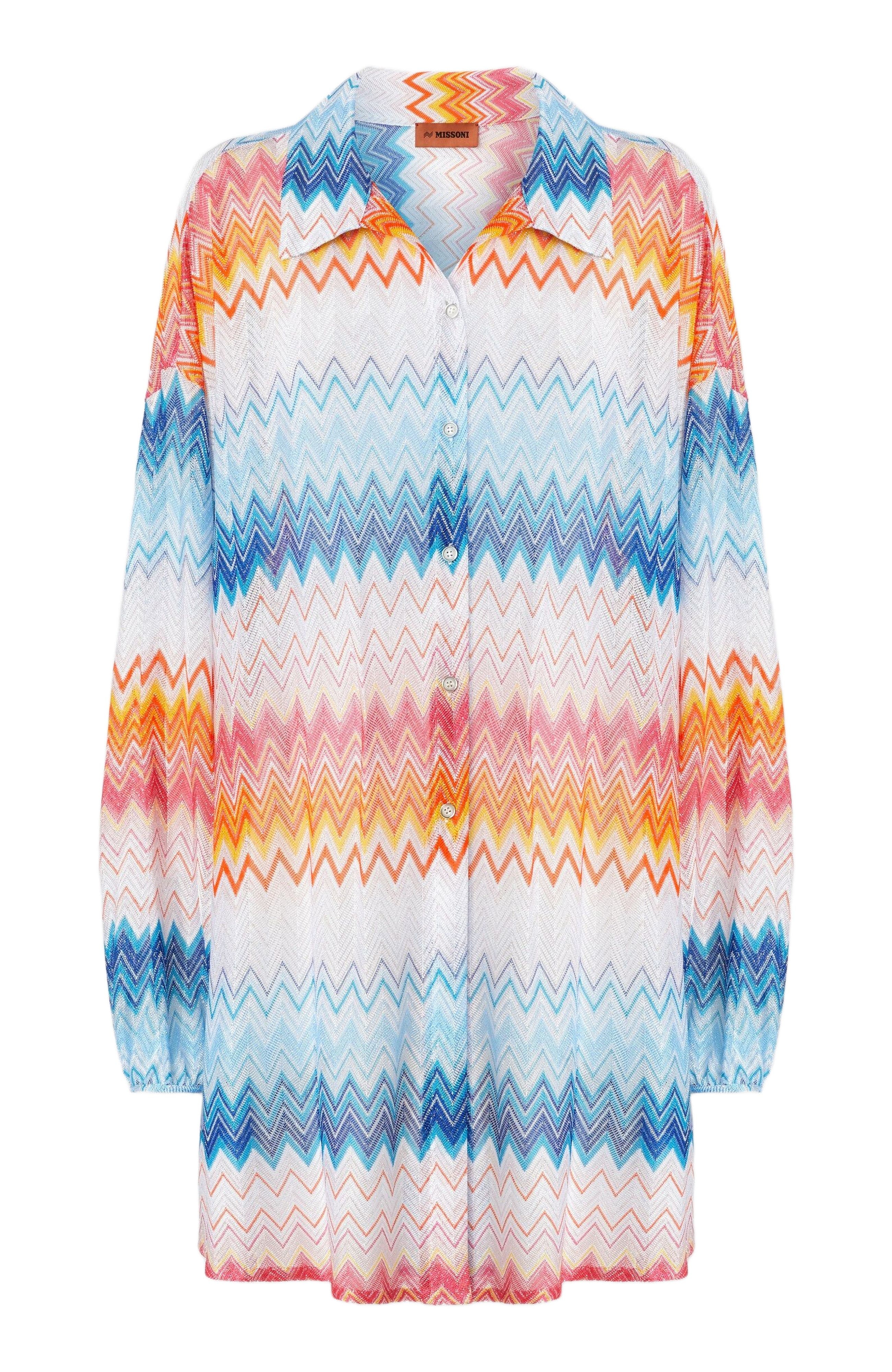Missoni Oversized Shirt In Zig Zag Lamé Viscose Blend in Multicoloured at Nordstrom - 6